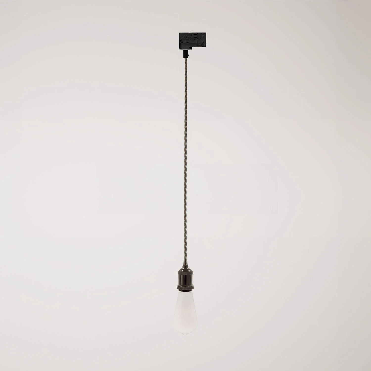 Vintage-Pendelleuchte für Stromschienen mit geflochtenem Kabel – Schwarz Perle