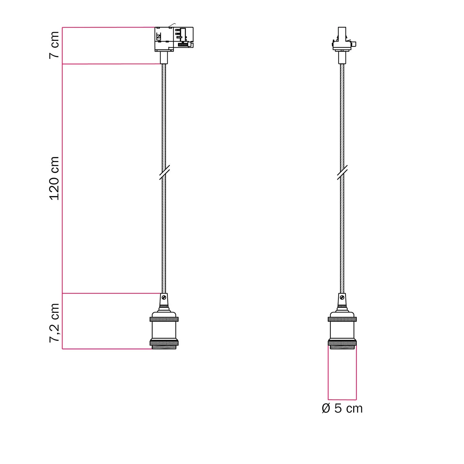 Vintage-Pendelleuchte für Stromschienen mit geflochtenem Kabel – Schwarz Perle - Image 6