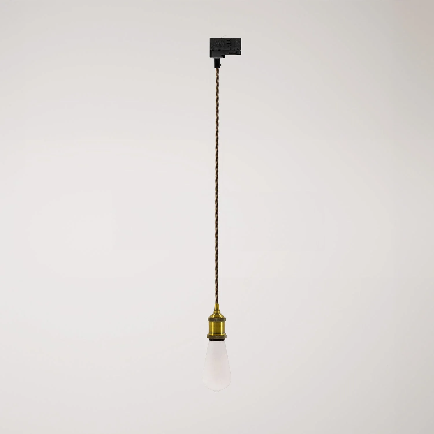 Vintage-Pendelleuchte für Stromschienen mit geflochtenem Kabel – Satinbronze