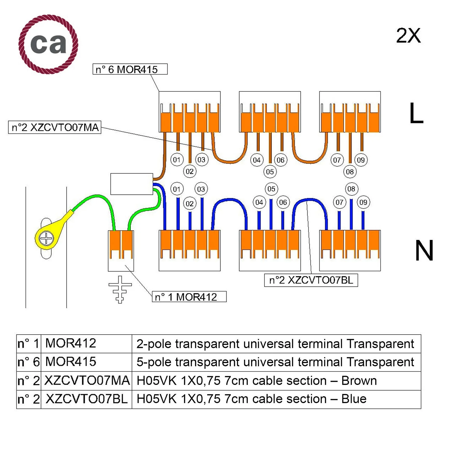 WAGO-Anschlusskit, kompatibel mit 2x-Kabel für 9-Loch-Baldachin - Image 2