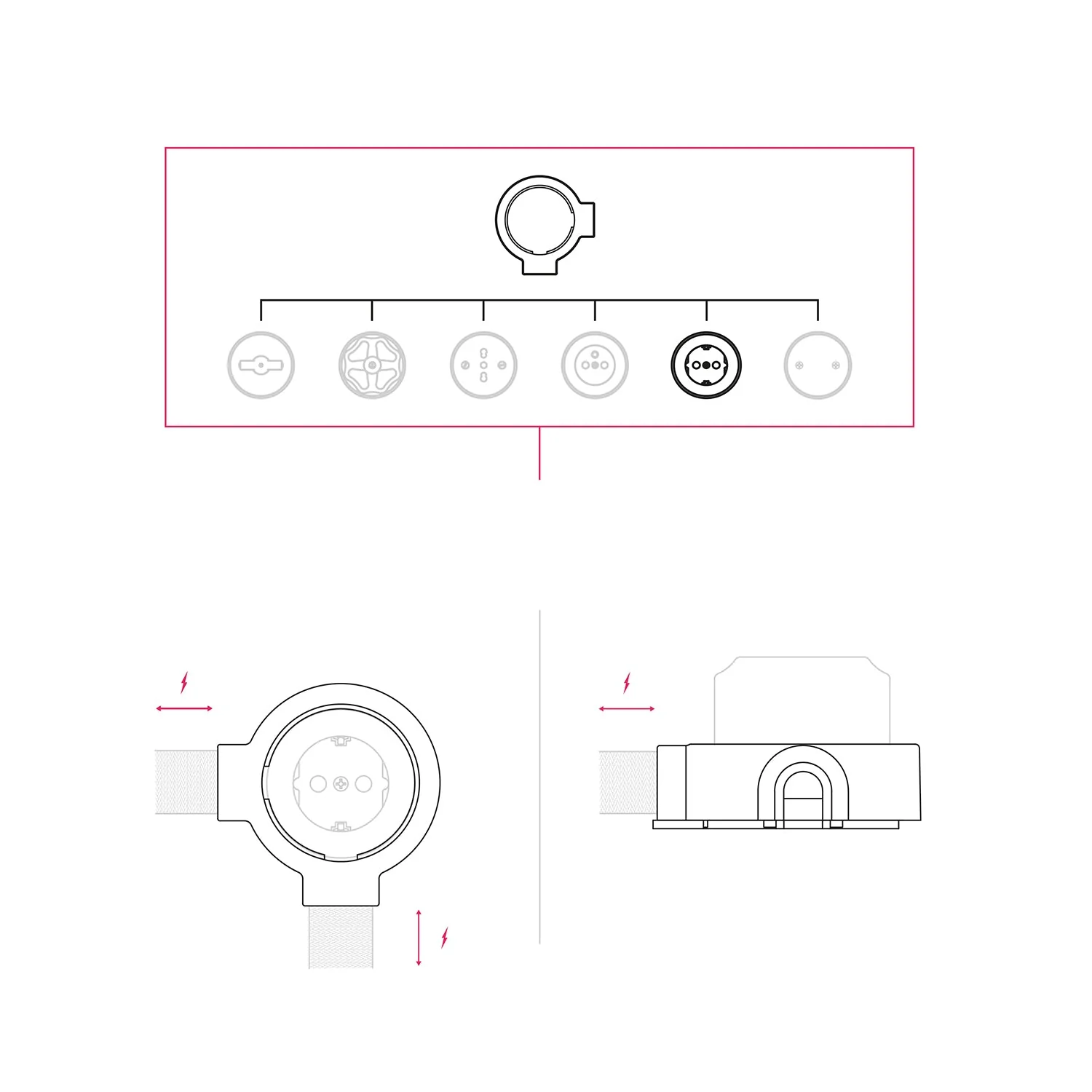 Schuko-Wandsteckdosen-Set und Grundplatte für Creative-Tubes aus Porzellan – Weiß - Image 14