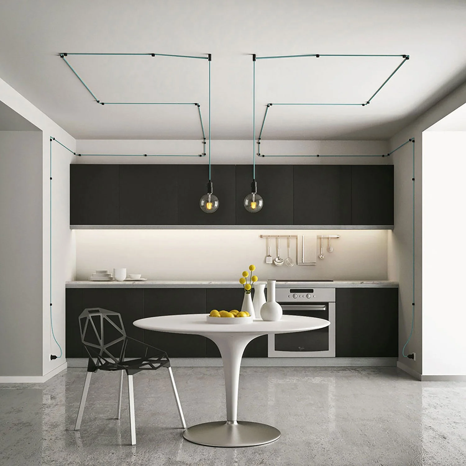 Universelle Wandbefestigung für Stoffkabel für Beleuchtung 2x0,75 und 3x0,75 – Schwarz - Image 2