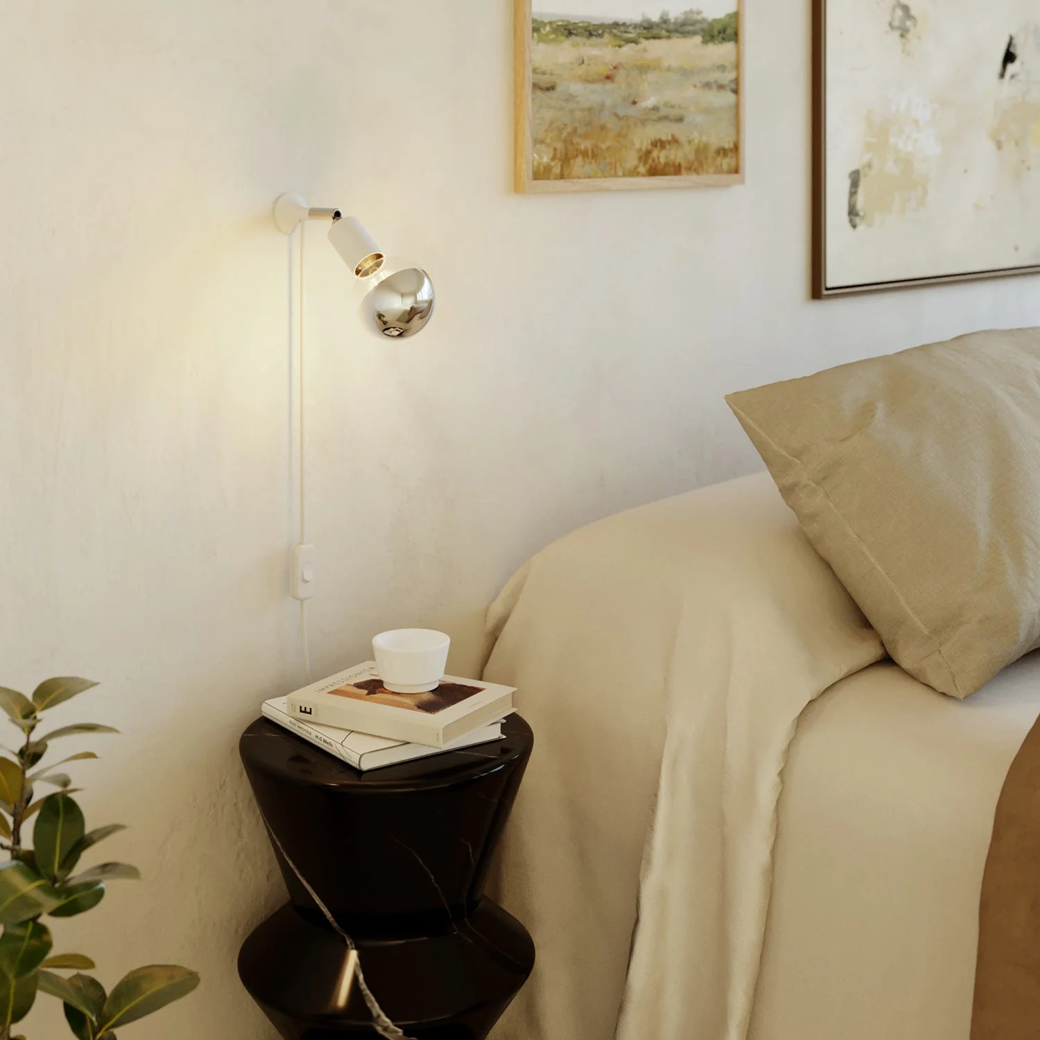 MAG-Y Wandleuchte mit Gelenk, Halbkugel-Lampe und UK-Stecker – Mattweiß - Image 2