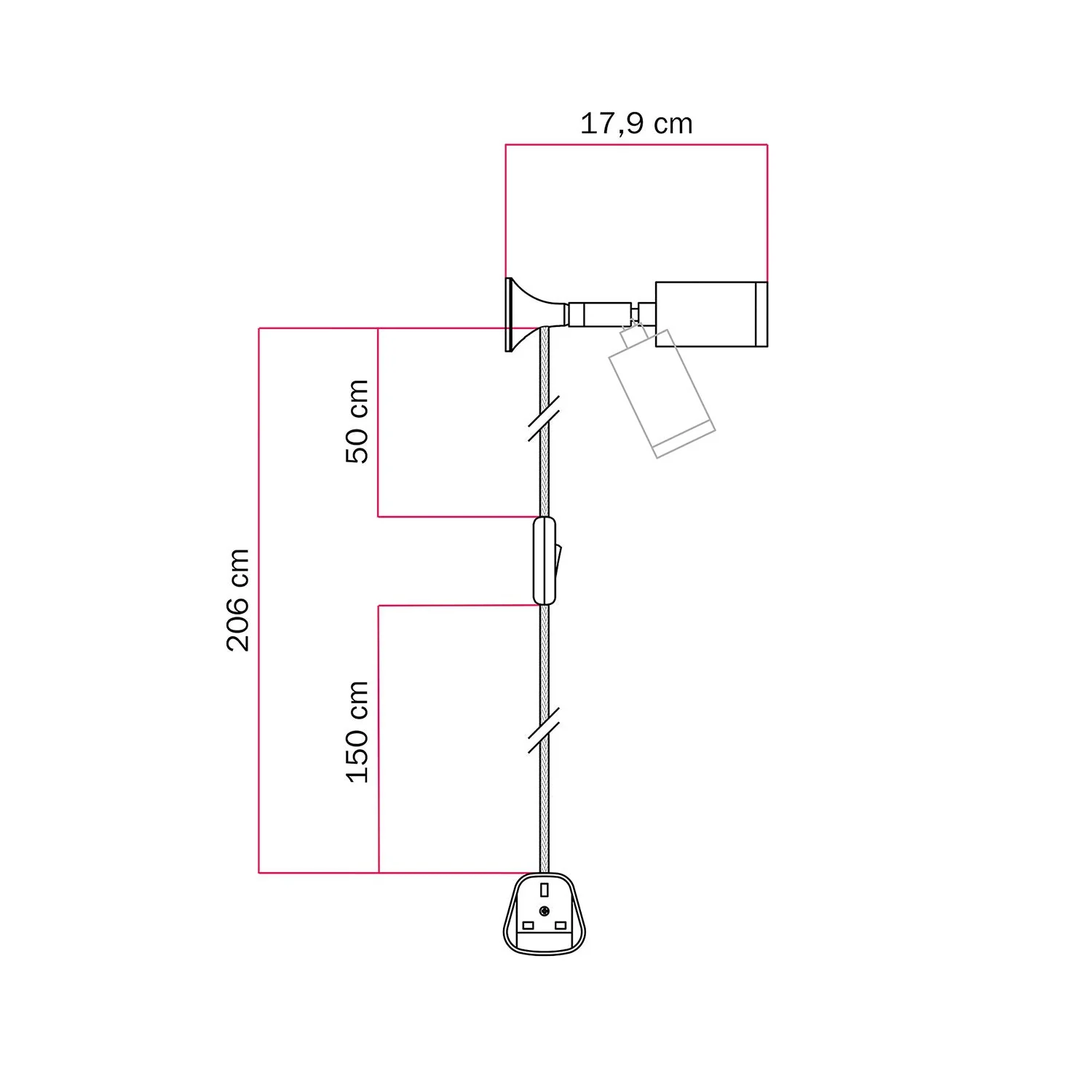 MAG-Y Wandleuchte mit Gelenk, Spotlicht und UK-Stecker – Mattweiß - Image 6