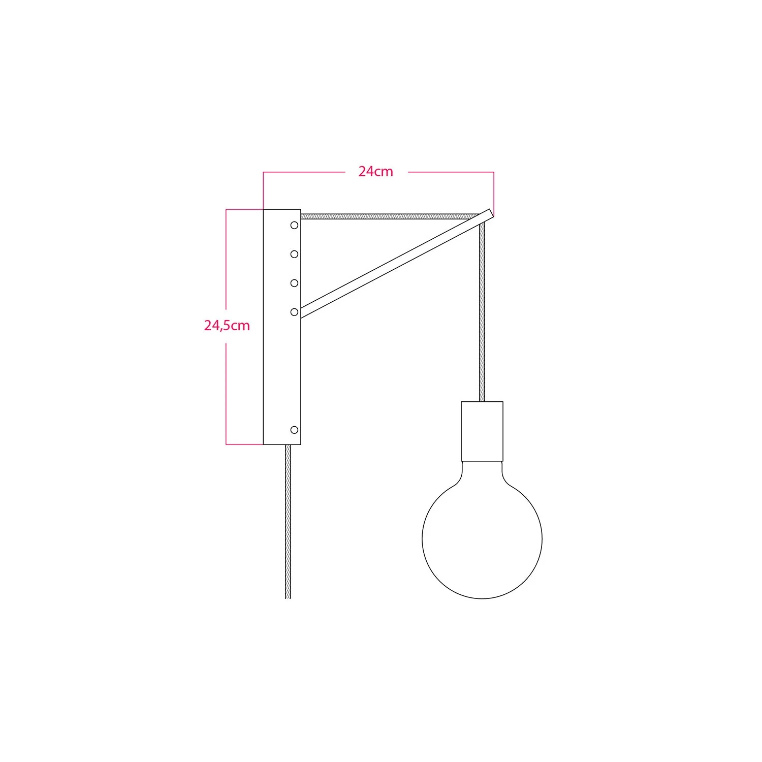 Wandleuchte aus Metall mit 2-poligem Stecker – Weiß - Image 5