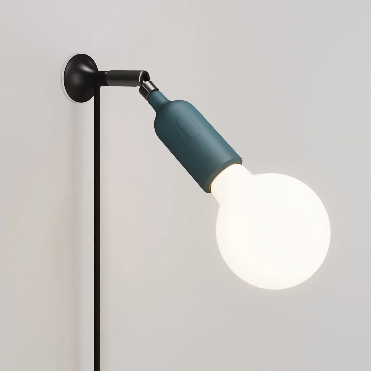 Wandleuchte MAG-Y mit Gelenk, Lampenfassung aus Silikon, Schalter und UK-Stecker - Petrol