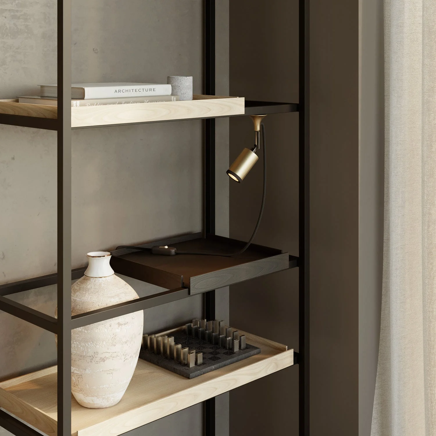 Wandleuchte MAG-Y mit Gelenk und Spot-Licht – Satiniert Bronze - Image 2