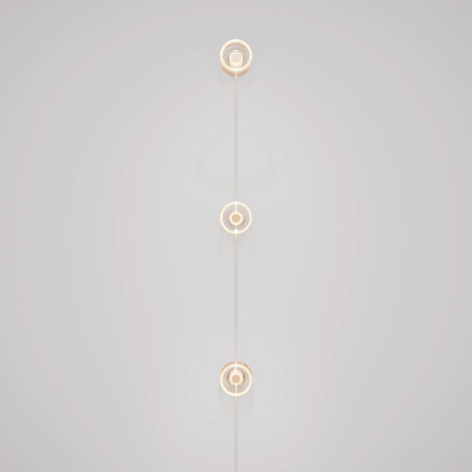 Wandleuchte Spostaluce mit Stecker, 3 Ghost-Glühbirnen und grauem melange Textilkabel