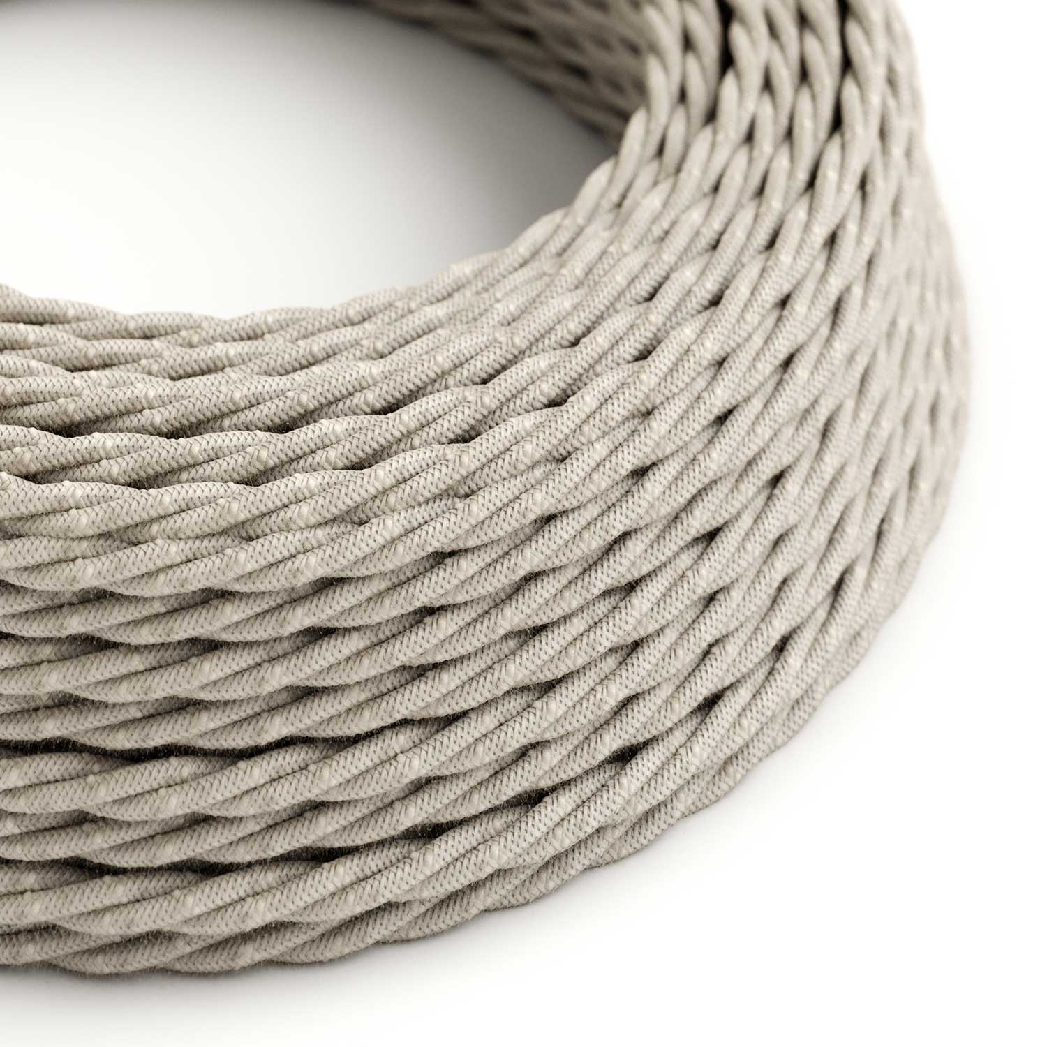 Weiß melangiertes Leinen-Textilkabel – Das Original Creative-Cables – TN01 geflochten 2x0,75mm / 3x0,75mm