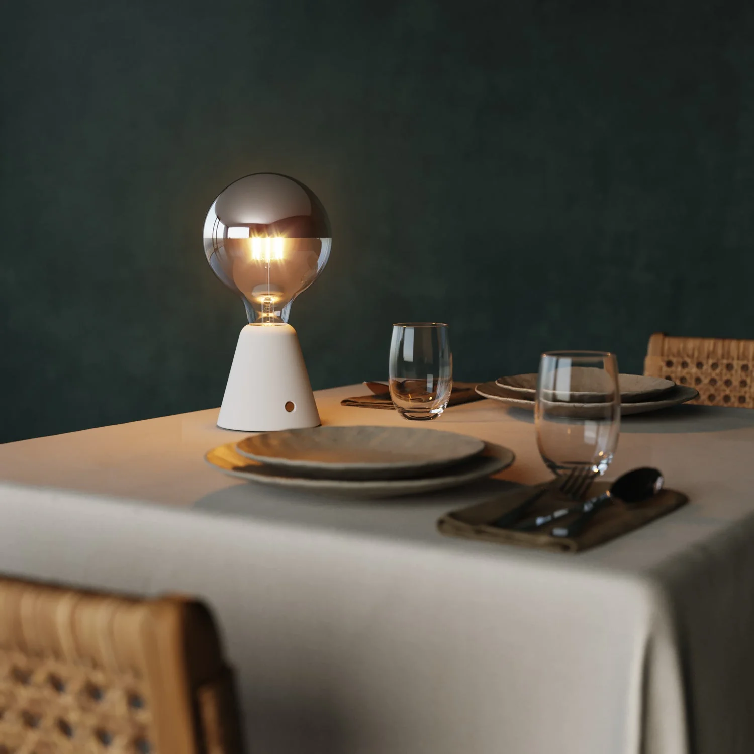 Tragbare, wiederaufladbare Lampe Cabless01 mit Globe-Halbkugel-Glühbirne in Silber – Weiß - Image 4