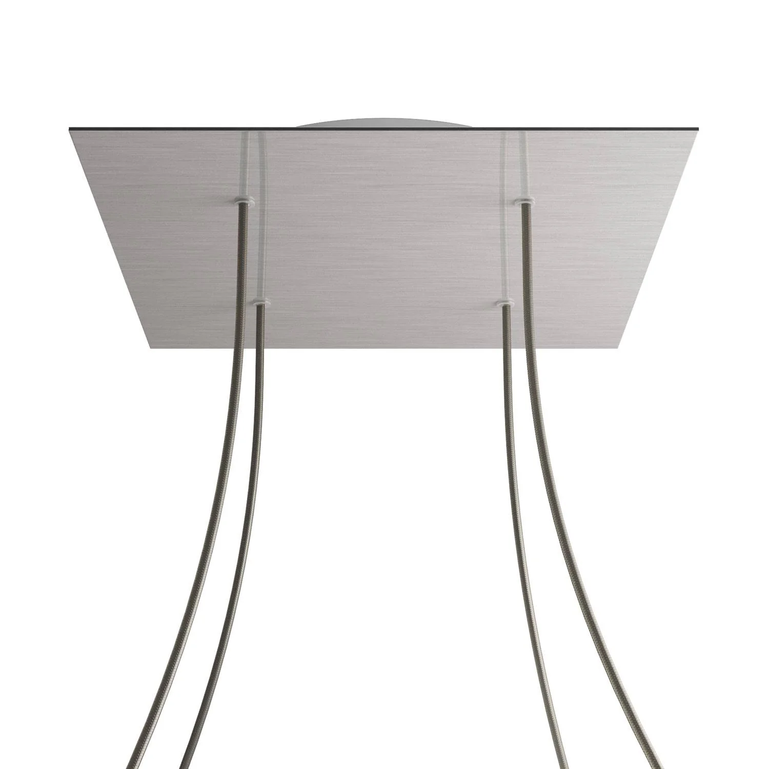 Rose-One XXL quadratischer Baldachin, 400 mm mit 4 Löchern und 4 seitlichen Löchern – Satiniertem Stahl-Dibond