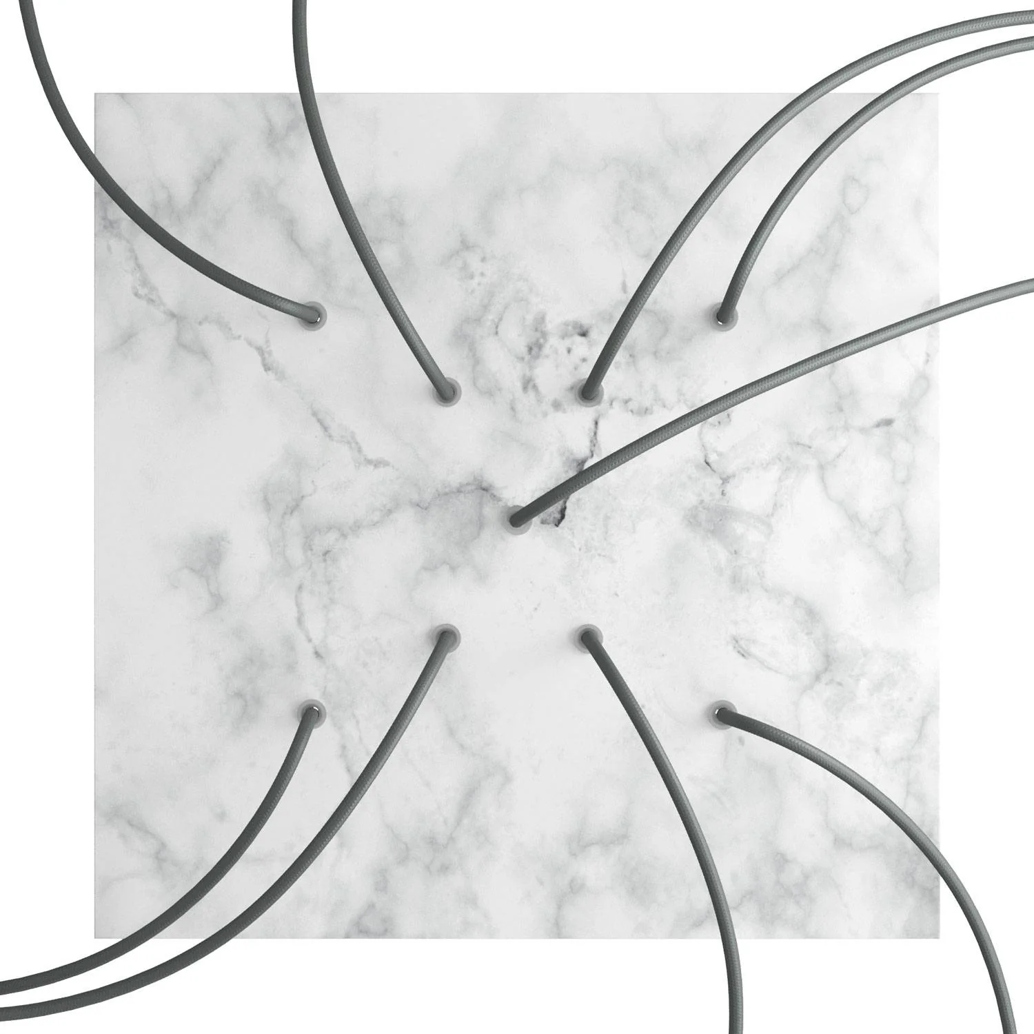 Lampenbaldachin XXL Rose-One quadratisch, 400 mm mit 9 X-Löchern und 4 seitlichen Löchern – Marmor Carrara - Image 2