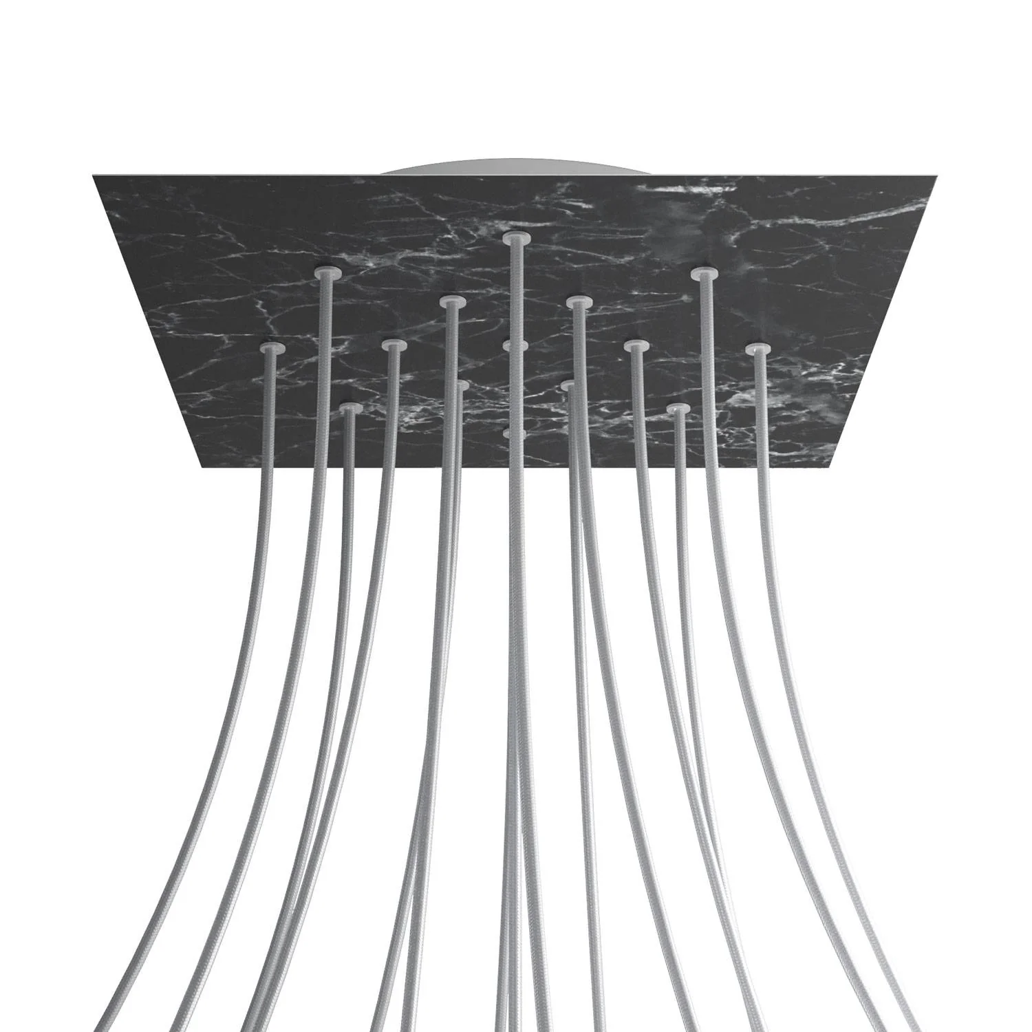 Lampenbaldachin XXL Rose-One quadratisch, 400 mm mit 15 Löchern und 4 seitlichen Löchern – Marmor Marquina