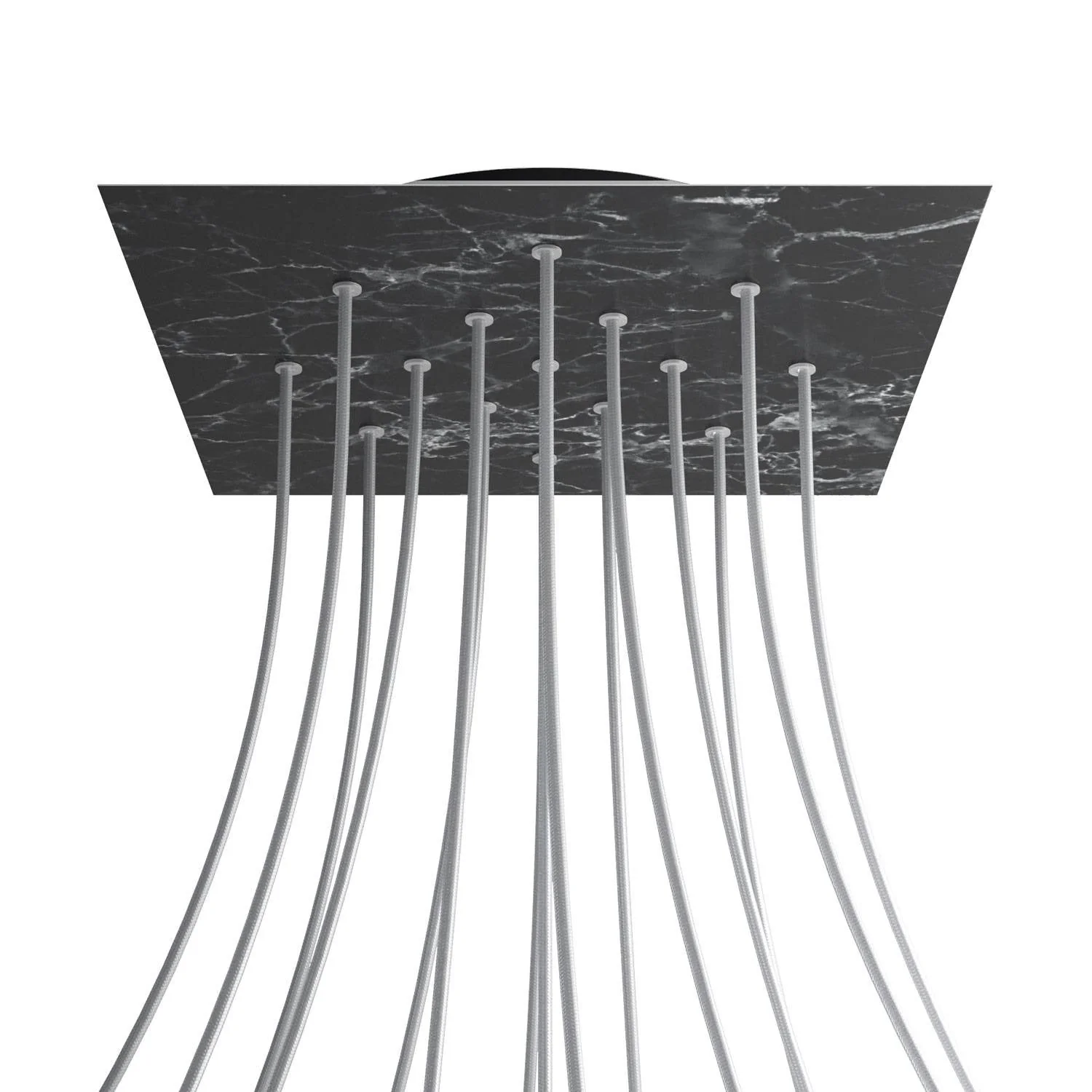 Lampenbaldachin XXL Rose-One quadratisch, 400 mm mit 15 Löchern und 4 seitlichen Löchern – Marmor Marquina - Image 8