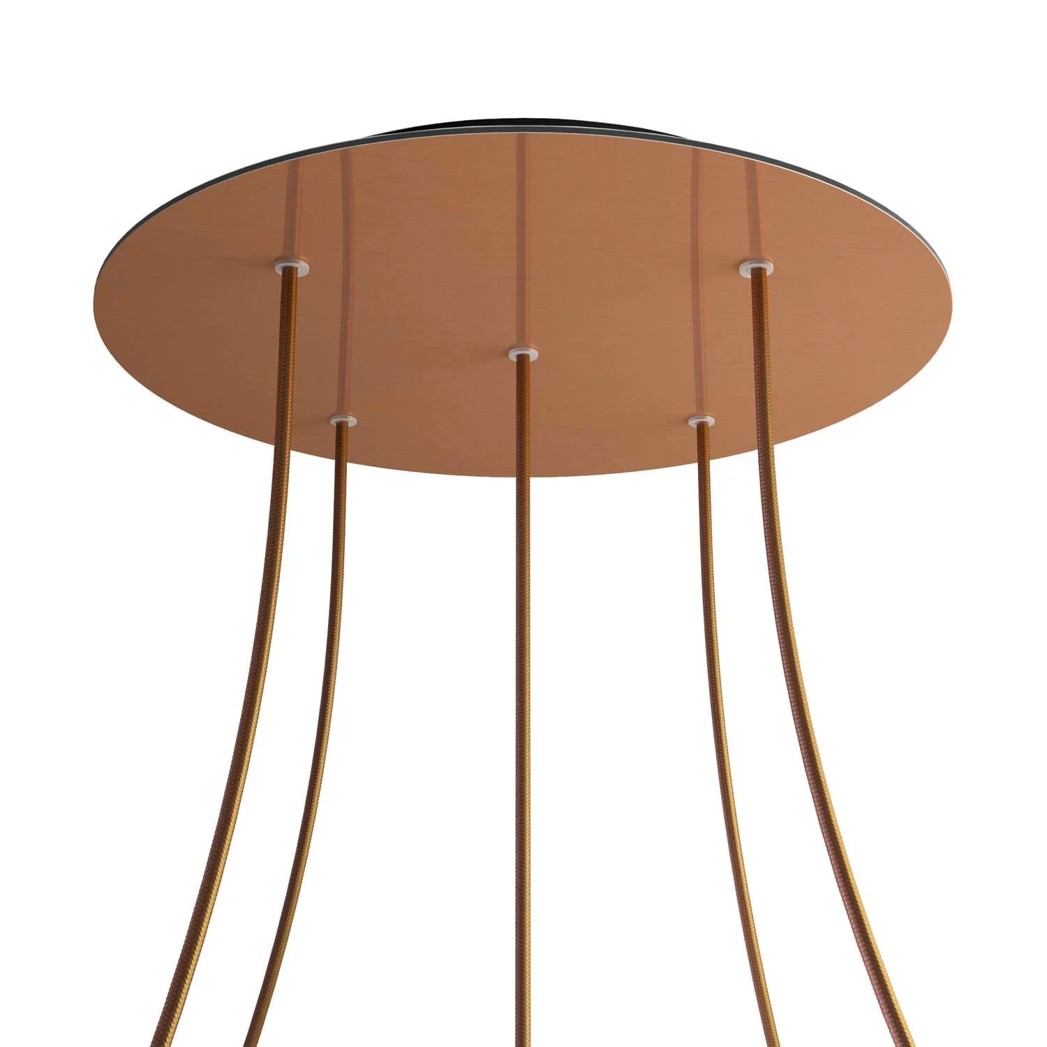 XXL Lampenbaldachin Rose-One rund, Durchmesser 400 mm mit 5 Löchern und 4 seitlichen Löchern – Dibond Satiniertes Kupfer - Image 8