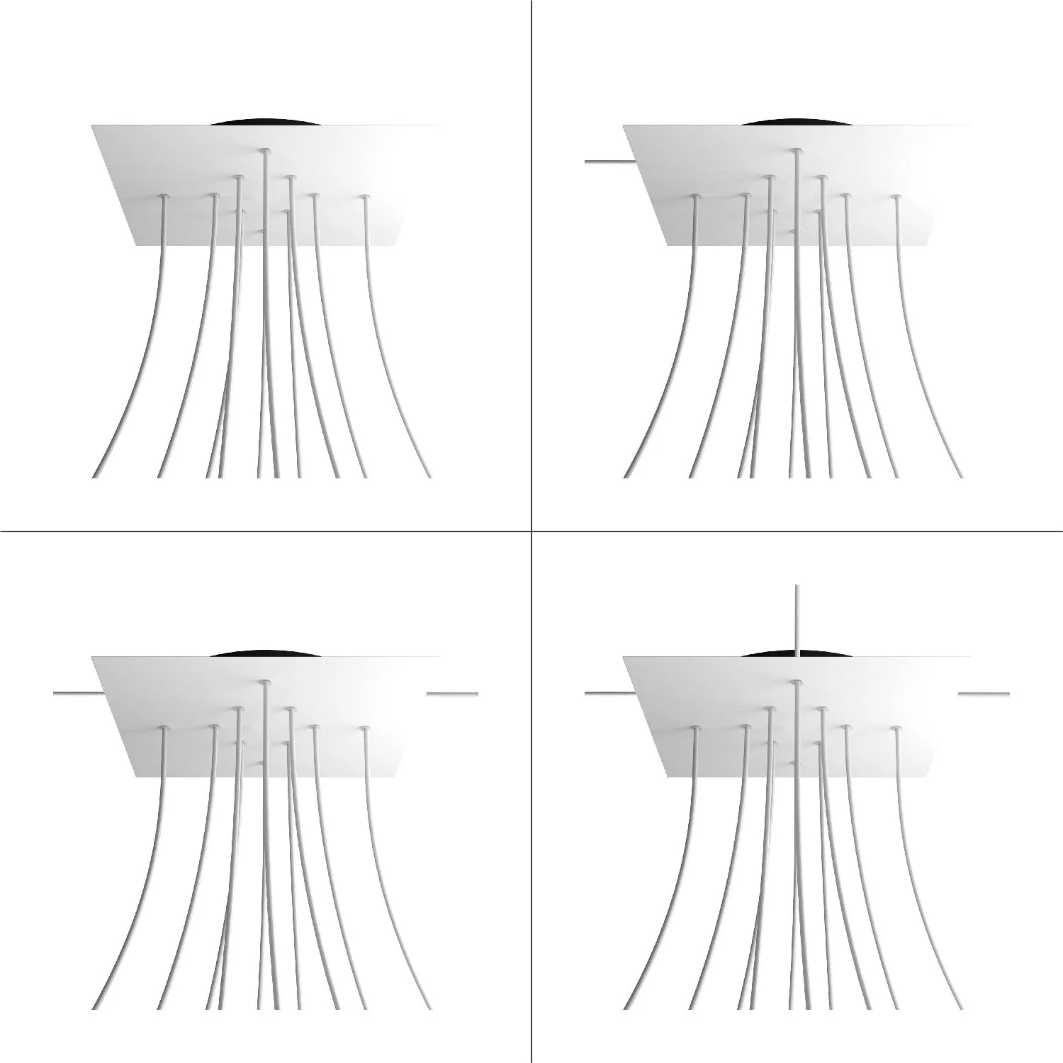 Lampenbaldachin XXL Rose-One quadratisch, 400 mm mit 10 Löchern und 4 seitlichen Löchern – Dibond Edelstahl satiniert - Image 9