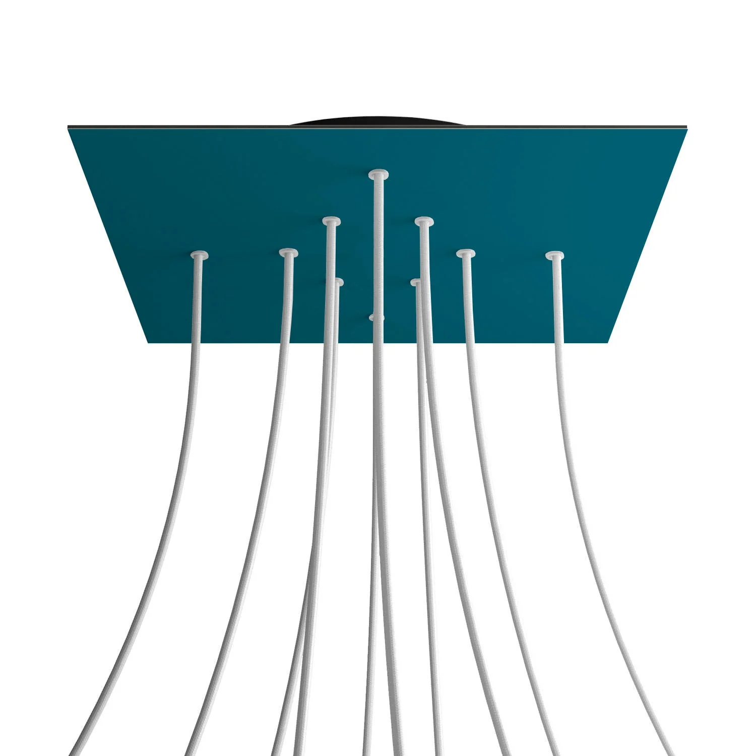 Lampenbaldachin XXL Rose-One quadratisch, 400 mm mit 10 Löchern und 4 seitlichen Löchern – Petrol - Image 8