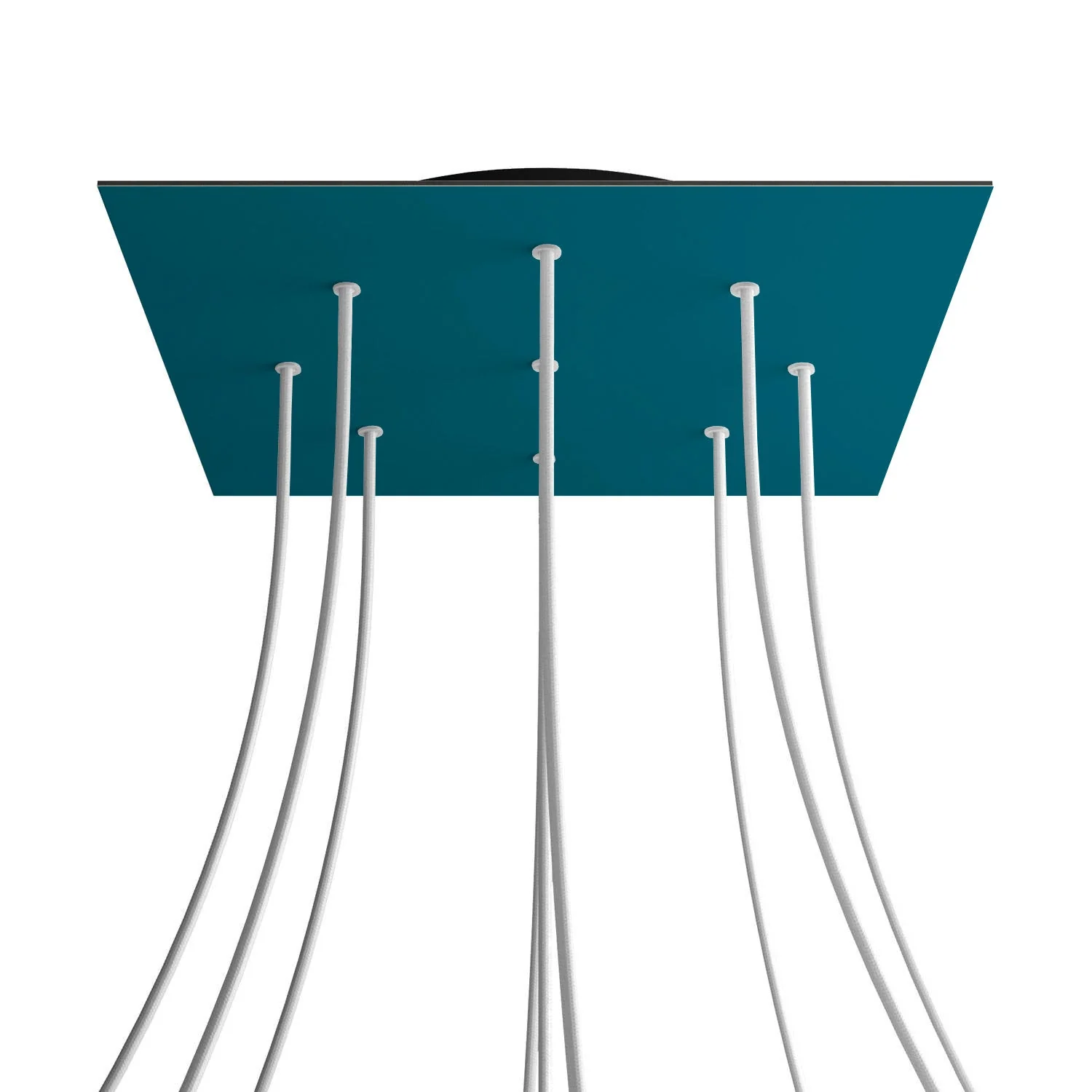 Lampenbaldachin XXL Rose-One quadratisch, 400 mm mit 9 Löchern und 4 seitlichen Löchern – Petrol - Image 8