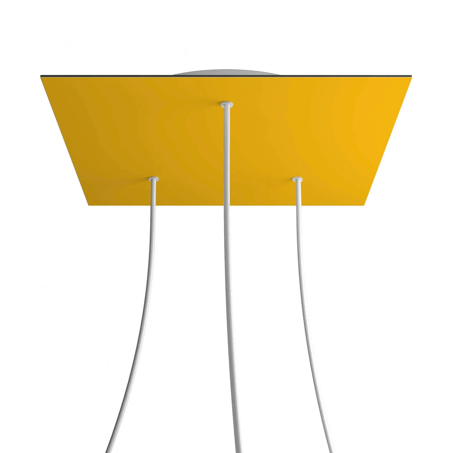 Lampenbaldachin XXL Rose-One quadratisch, 400 mm mit 3 Öffnungen und 4 seitlichen Öffnungen – Senfgelb
