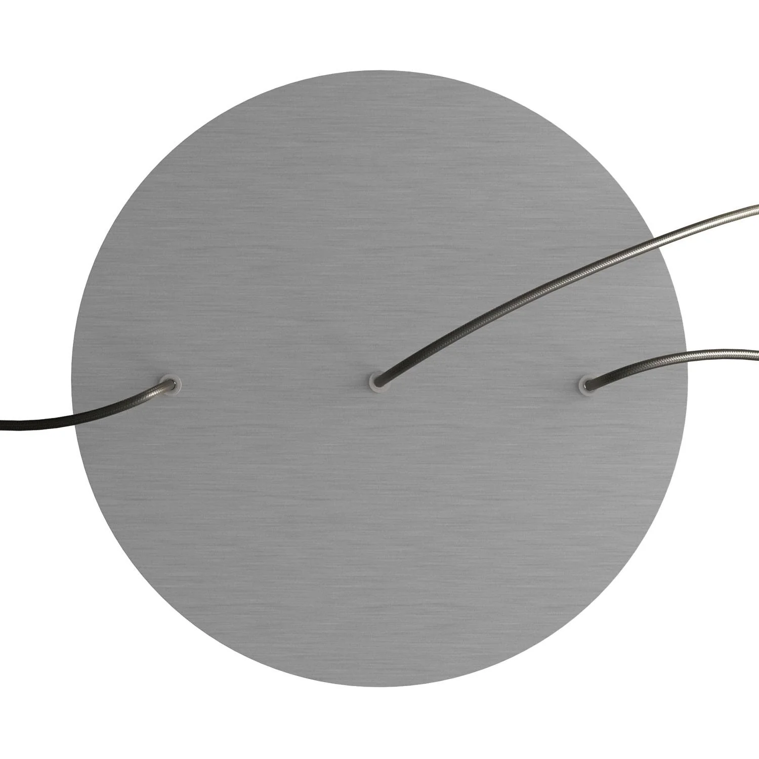 XXL-Deckenbaldachin Rose-One rund, Durchmesser 400 mm mit 3 Bohrungen in Linie und 4 seitlichen Bohrungen – satiniertes Dibond-Stahl - Image 2