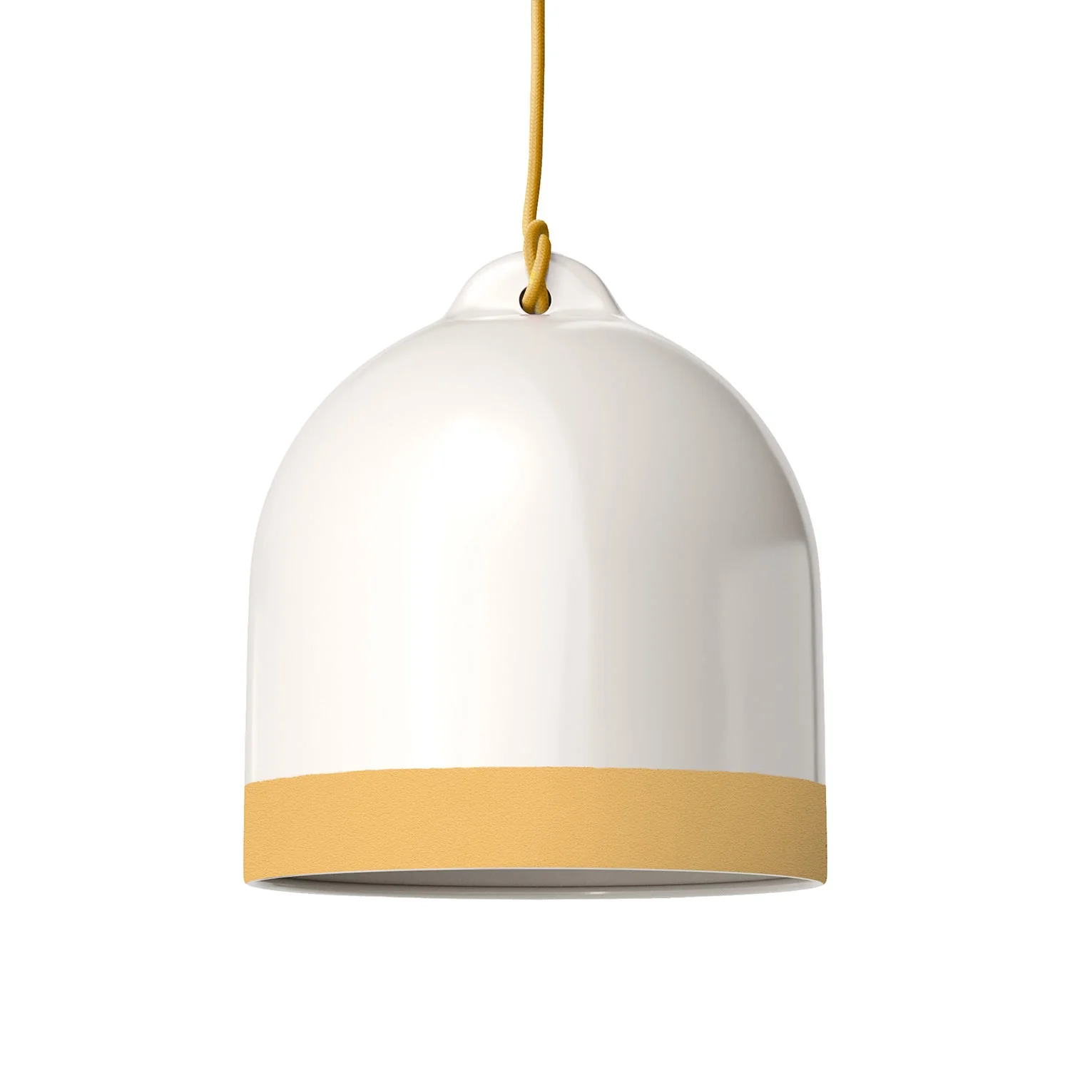 Lampenschirm Campana M, zweifarbig, aus Keramik Weiß und Gelb, Kollektion Materia – Made in Italy