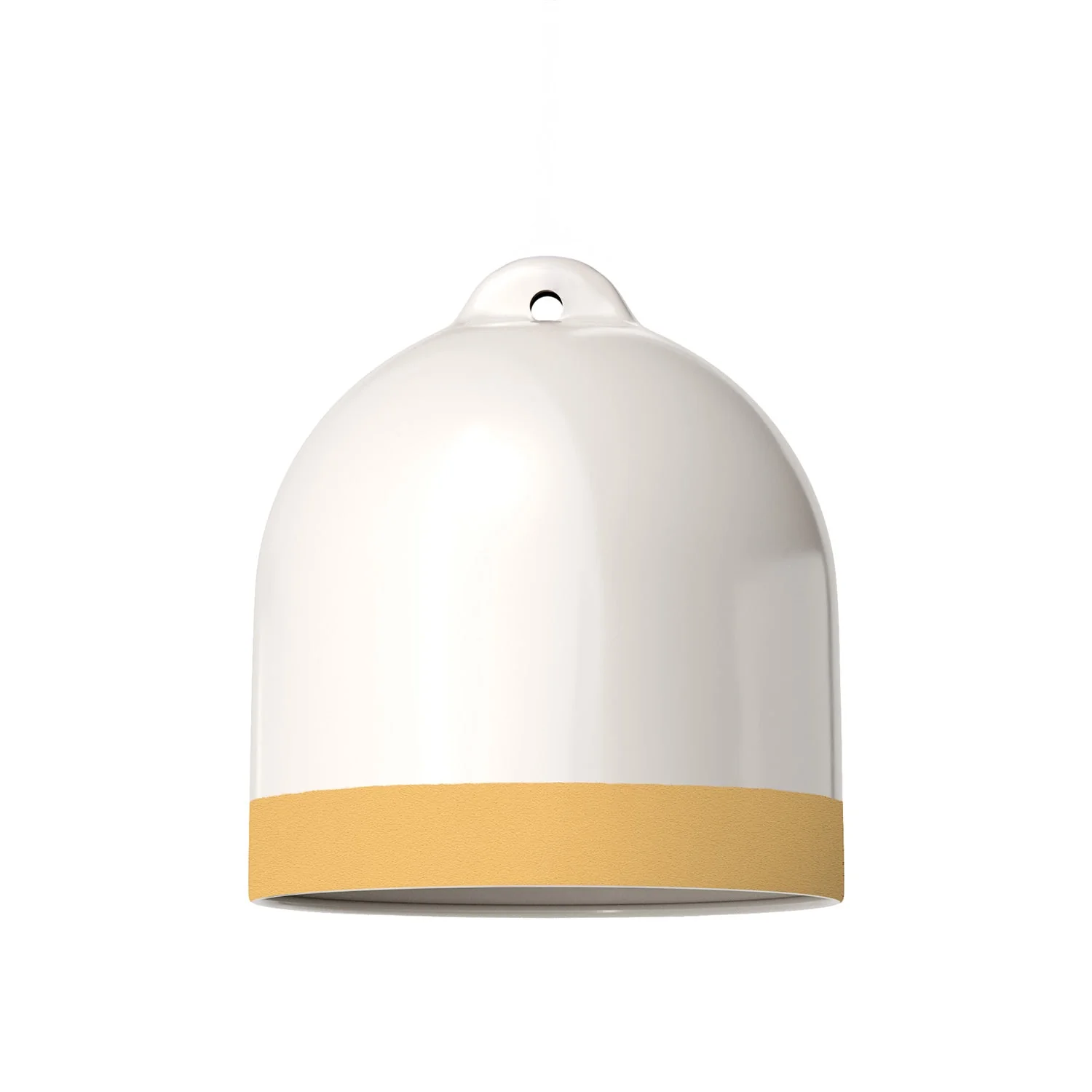 Lampenschirm Campana M, zweifarbig, aus Keramik Weiß und Gelb, Kollektion Materia – Made in Italy - Image 3