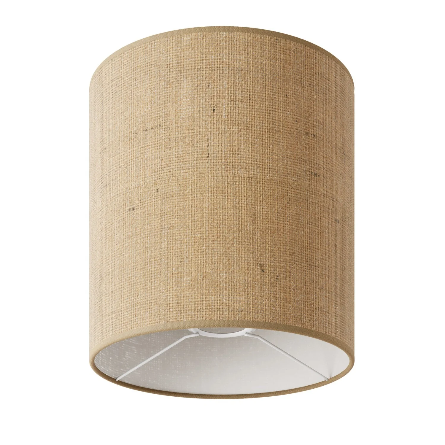 Zylinderlampenschirm M aus Stoff mit E27-Fassung - Made in Italy - Naturjute