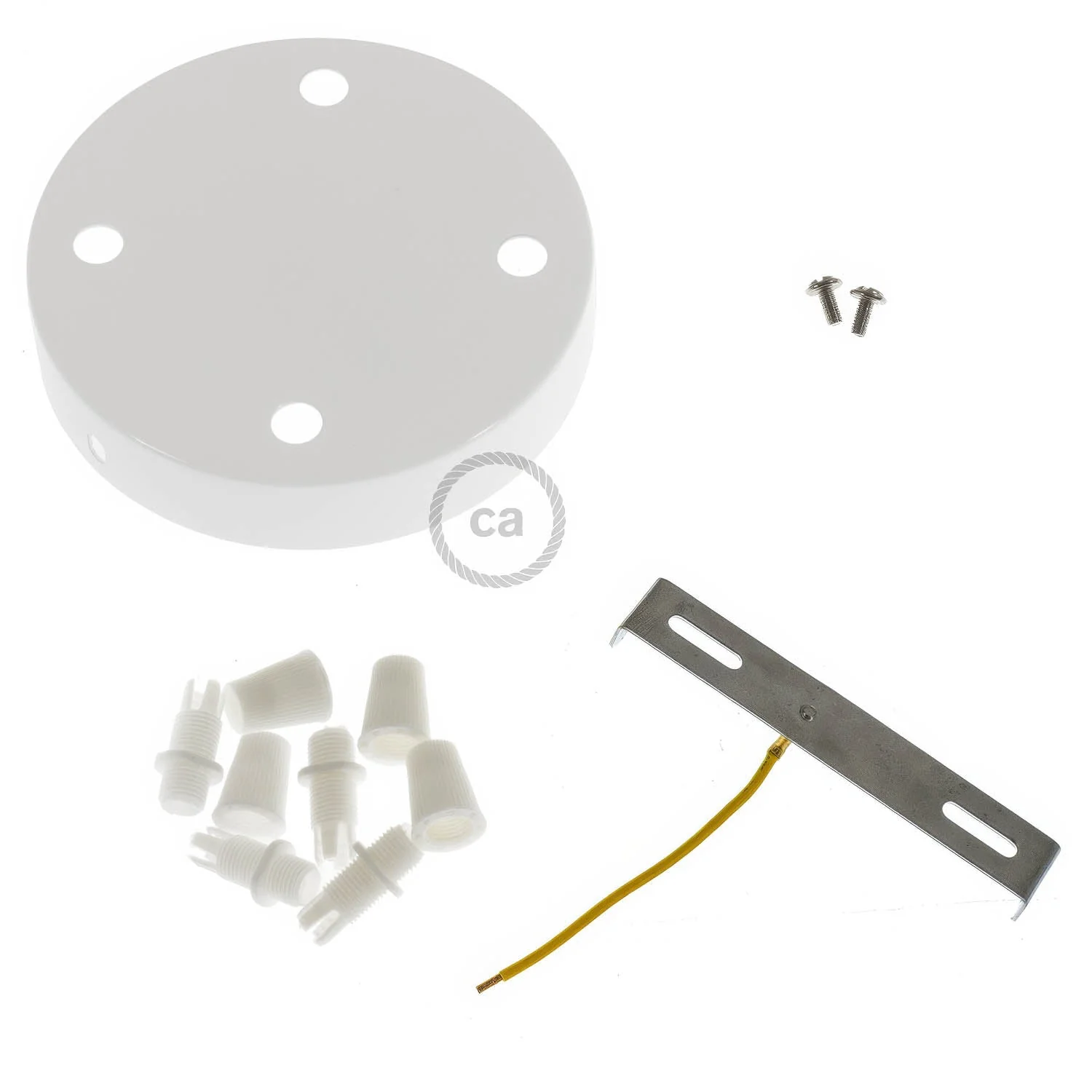 Zylindrischer Metallbaldachin mit 4 Löchern – Glänzendes Weiß - Image 3