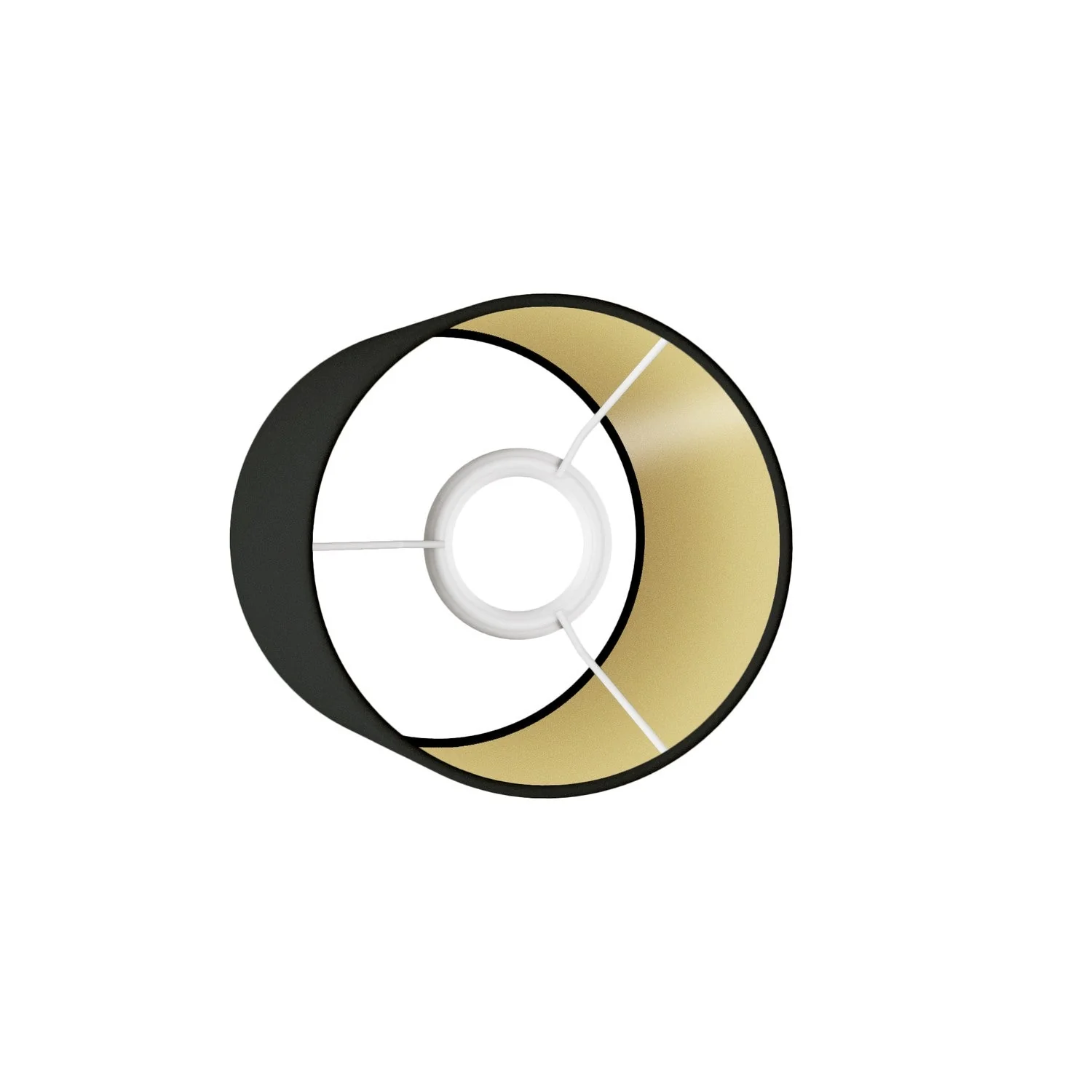 Zylinder-Lampenschirm S aus Stoff mit E27-Fassung - Made in Italy - Schwarz/Gold - Image 3