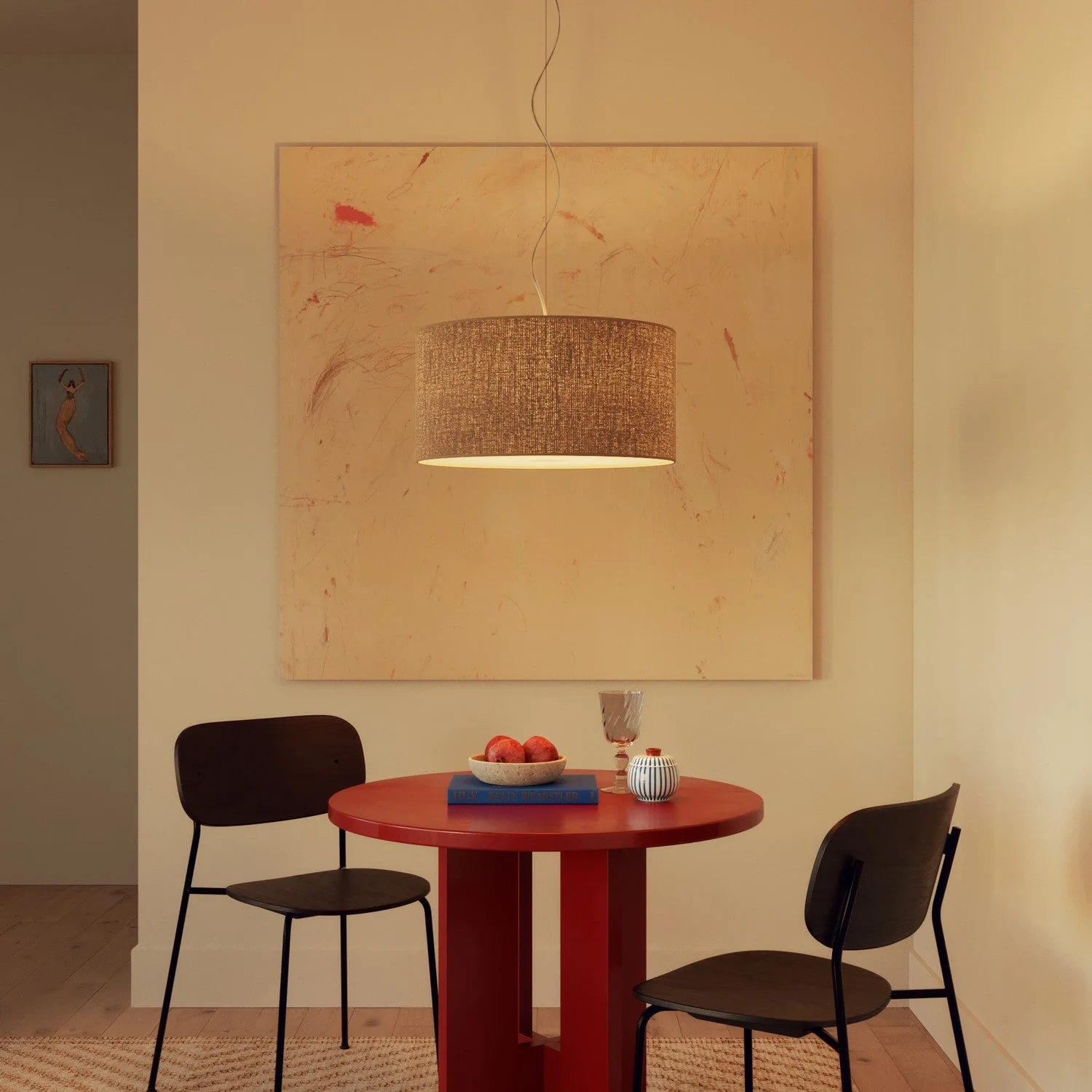 XL-Zylinderschirm aus Stoff mit E27-Fassung – Made in Italy – Naturjute - Image 2