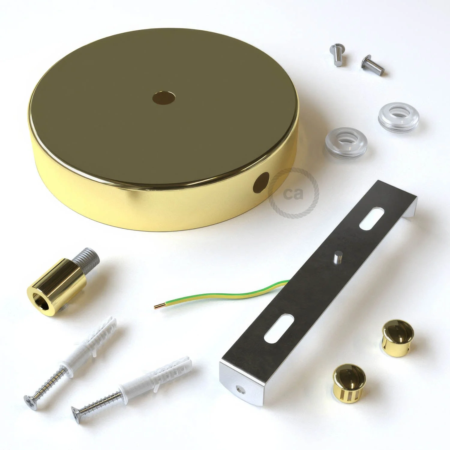 Zylindrisches Rosetten-Kit aus Metall mit 1 mittleren und 2 seitlichen Löchern – Messing - Image 8
