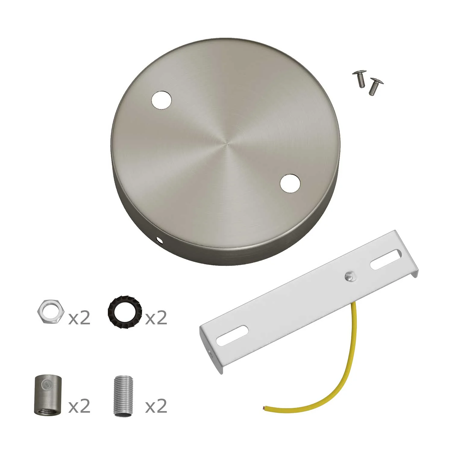 Kit zylindrischer Lampenbaldachin aus Metall mit 2 Öffnungen - Satin-Titan - Image 8