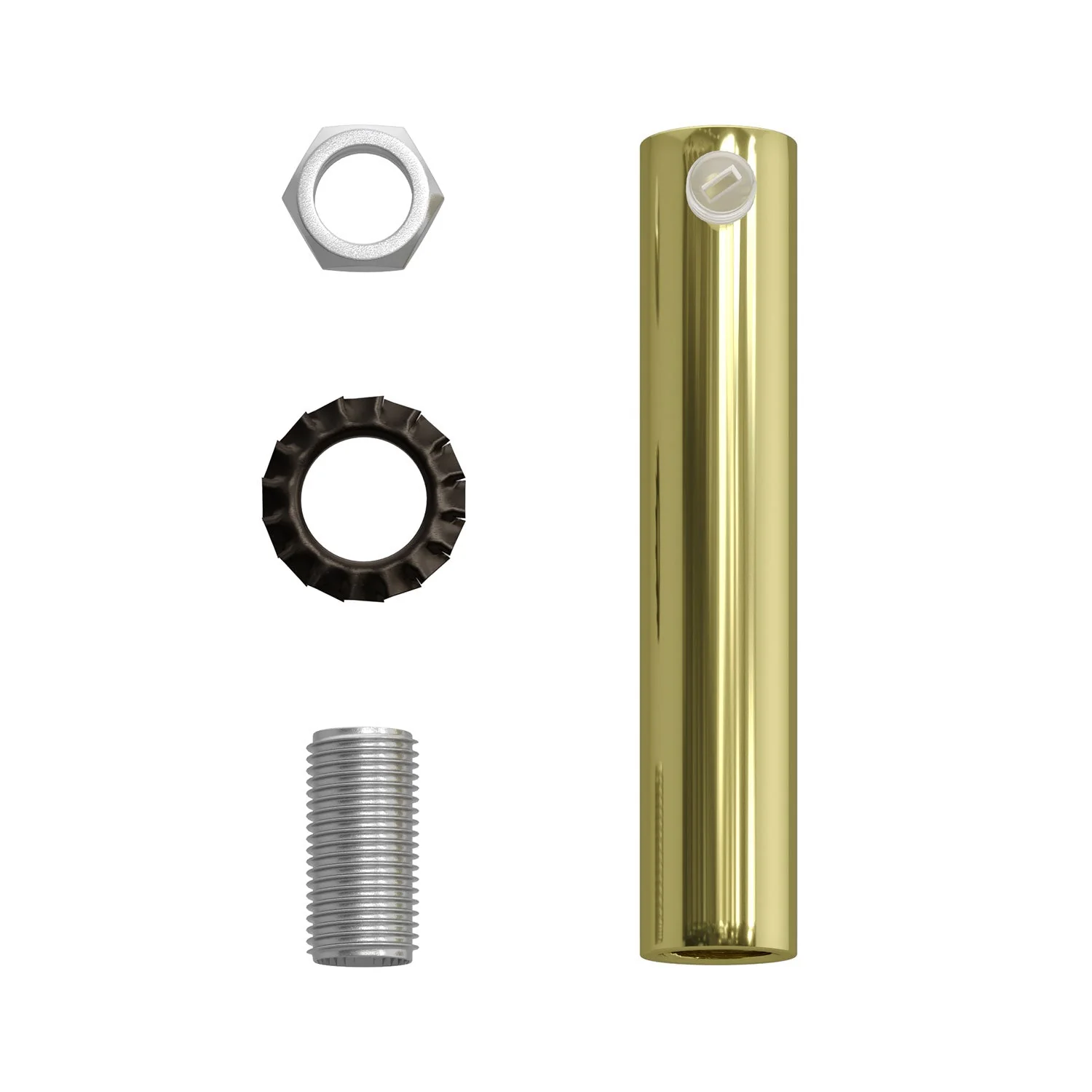 Zylinderförmige Kabelklemme aus Metall, 7 cm Länge, komplett mit Stange, Mutter und Scheibe – Messing - Image 4