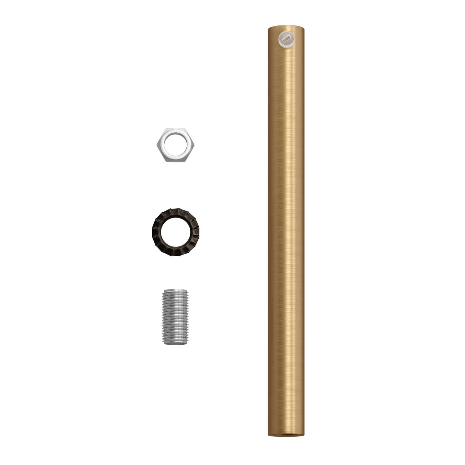 Zylindrische Metallzugentlastung Länge 15 cm mit Gewindestange, Mutter und Unterlegscheibe – Satinbronze - Image 4