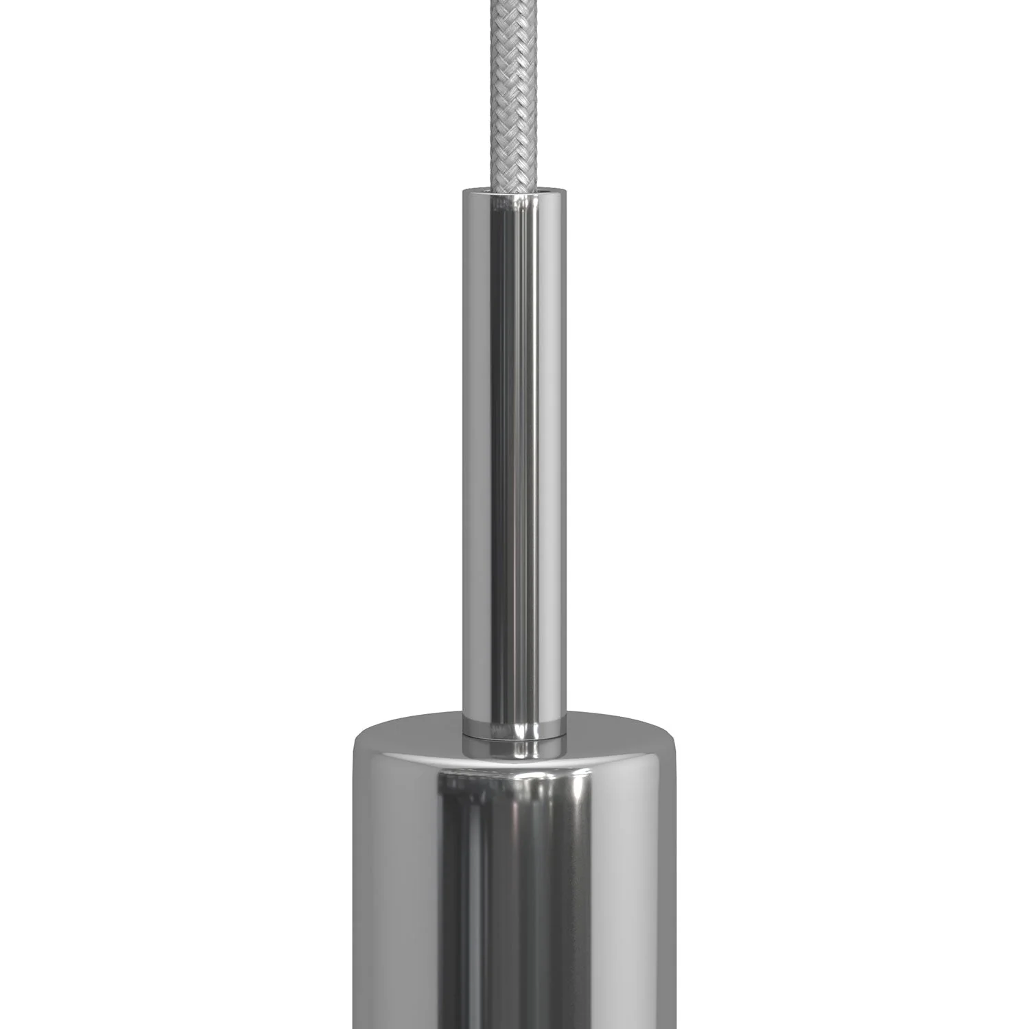 Zylindrische Metall-Zugentlastung, 7 cm lang, mit Stange, Mutter und Unterlegscheibe – Chrom - Image 2