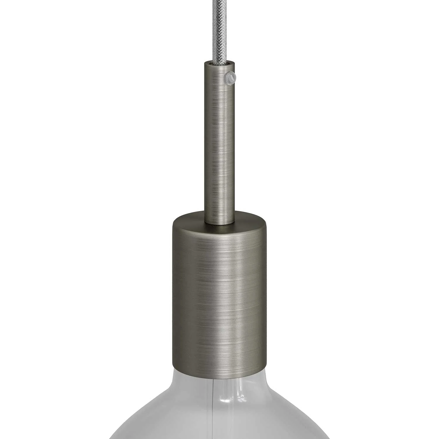 Zylindrisches Metall-UL-E26-Lampenfassungs-Set mit 7 cm Zugentlastung – Gebürstetes Titan