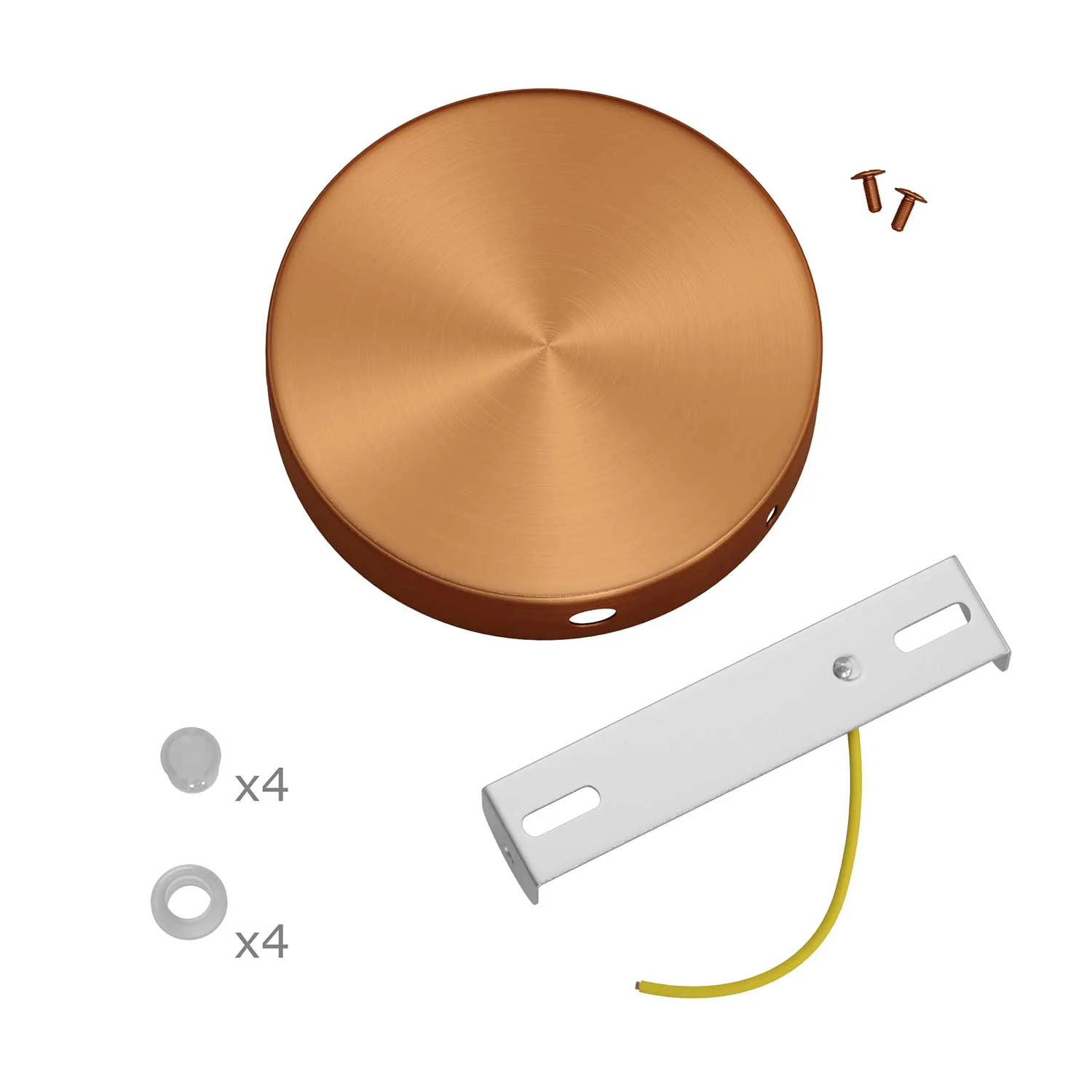 Zylindrisches Baldachin-Set aus Metall mit 4 seitlichen Löchern (Verteilerdose) – Satiniertes Kupfer - Image 3