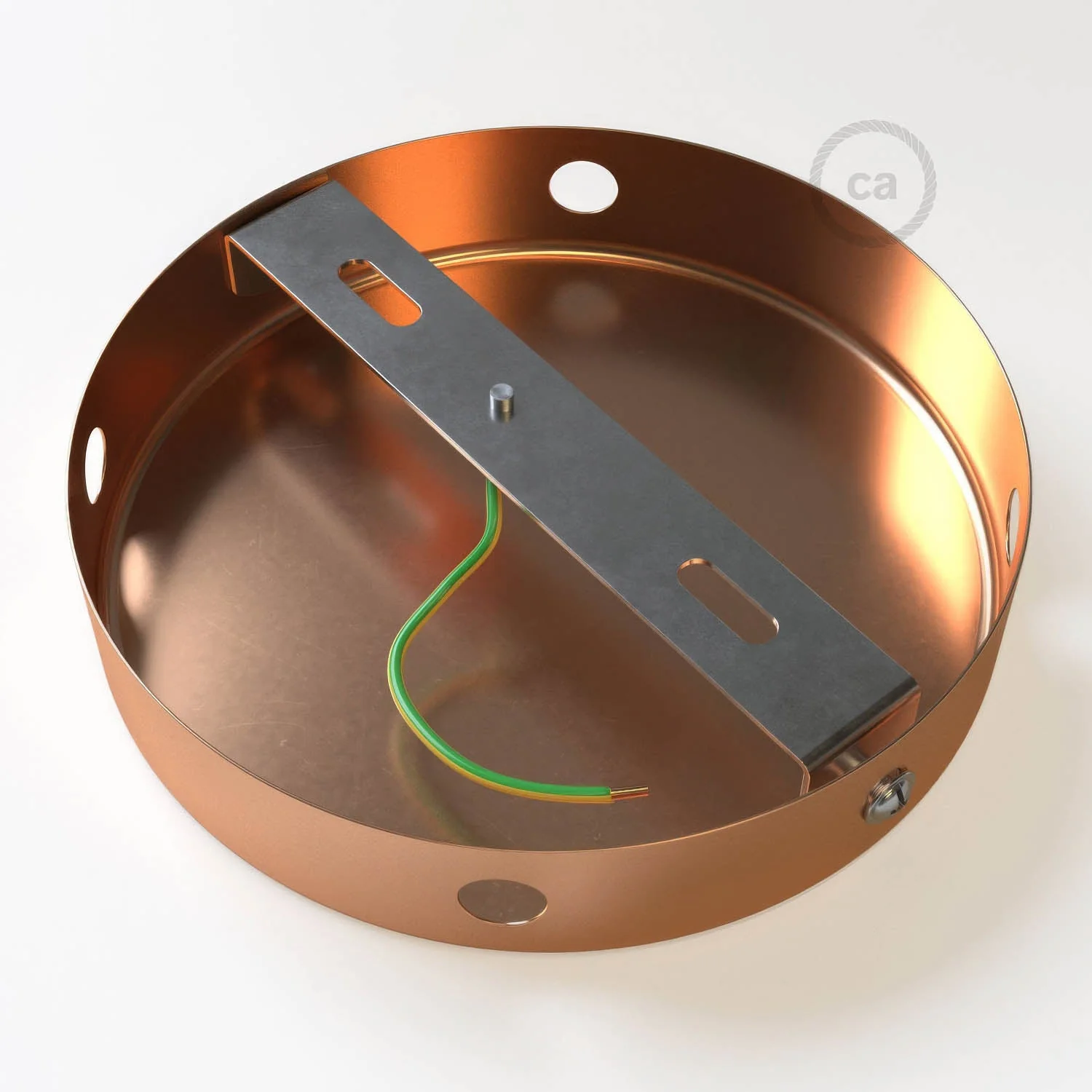Zylindrisches Baldachin-Set aus Metall mit 4 seitlichen Löchern (Verteilerdose) – Satiniertes Kupfer - Image 4