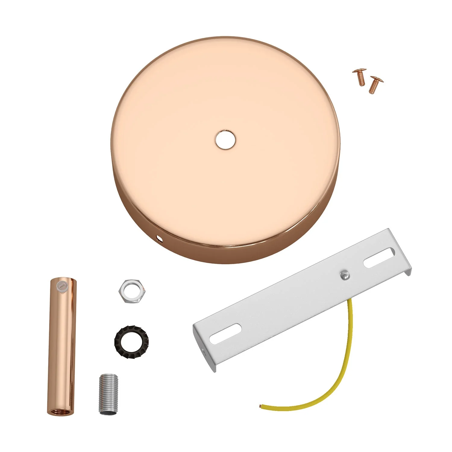 Zylinderförmiger Lampenbaldachin aus Metall mit 7 cm Textilkabelverschraubung - Kupfer - Image 3