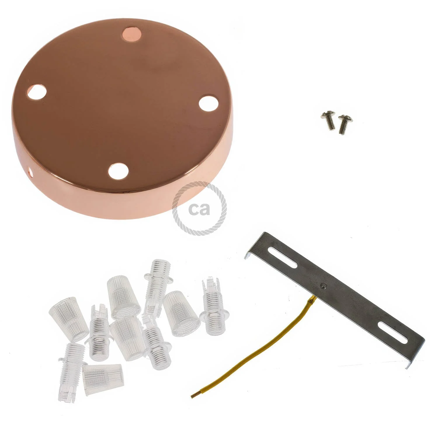 Zylindrisches Lampenbaldachin-Kit aus Metall mit 4 Löchern - Kupfer - Image 3