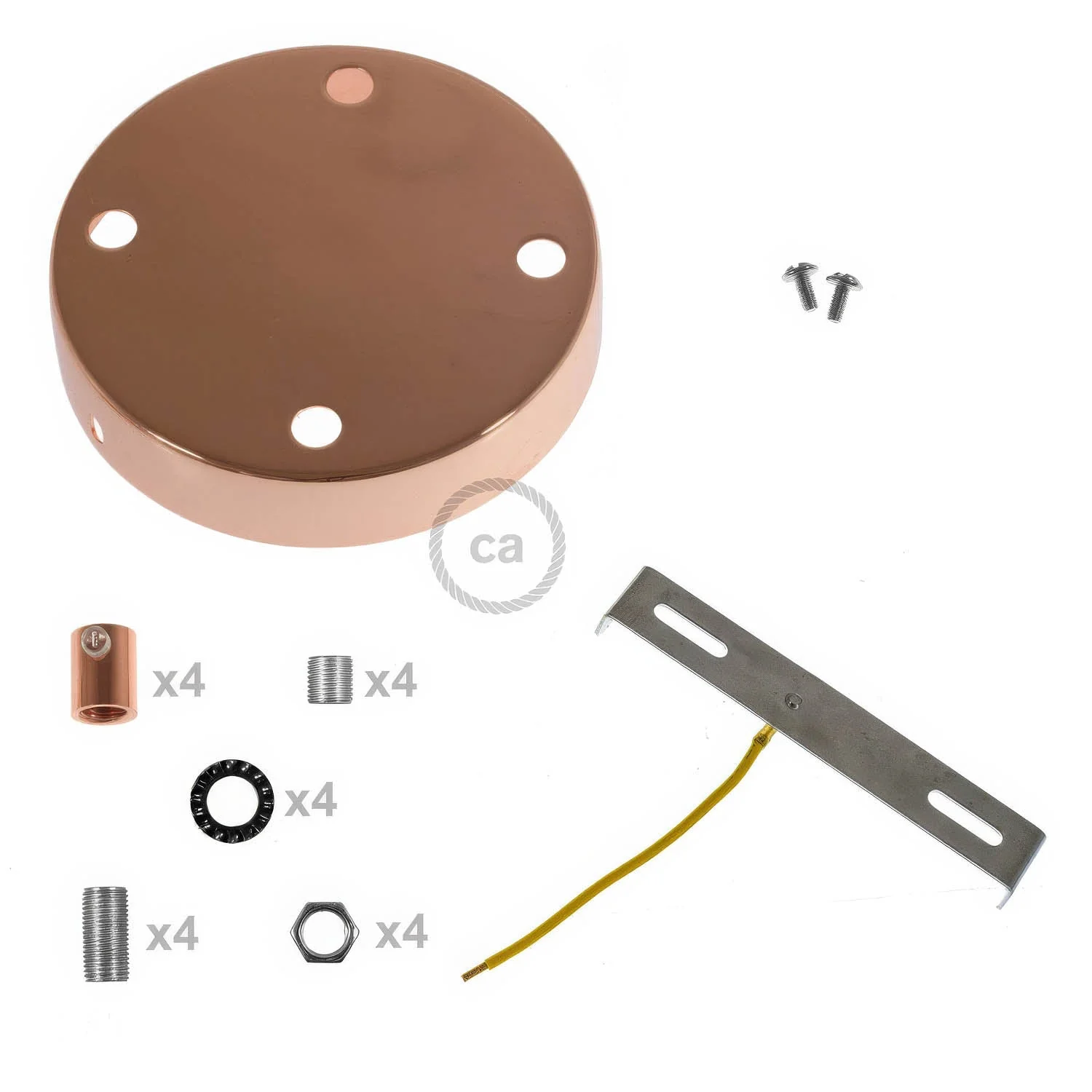 Zylindrisches Lampenbaldachin-Kit aus Metall mit 4 Löchern - Kupfer - Image 8