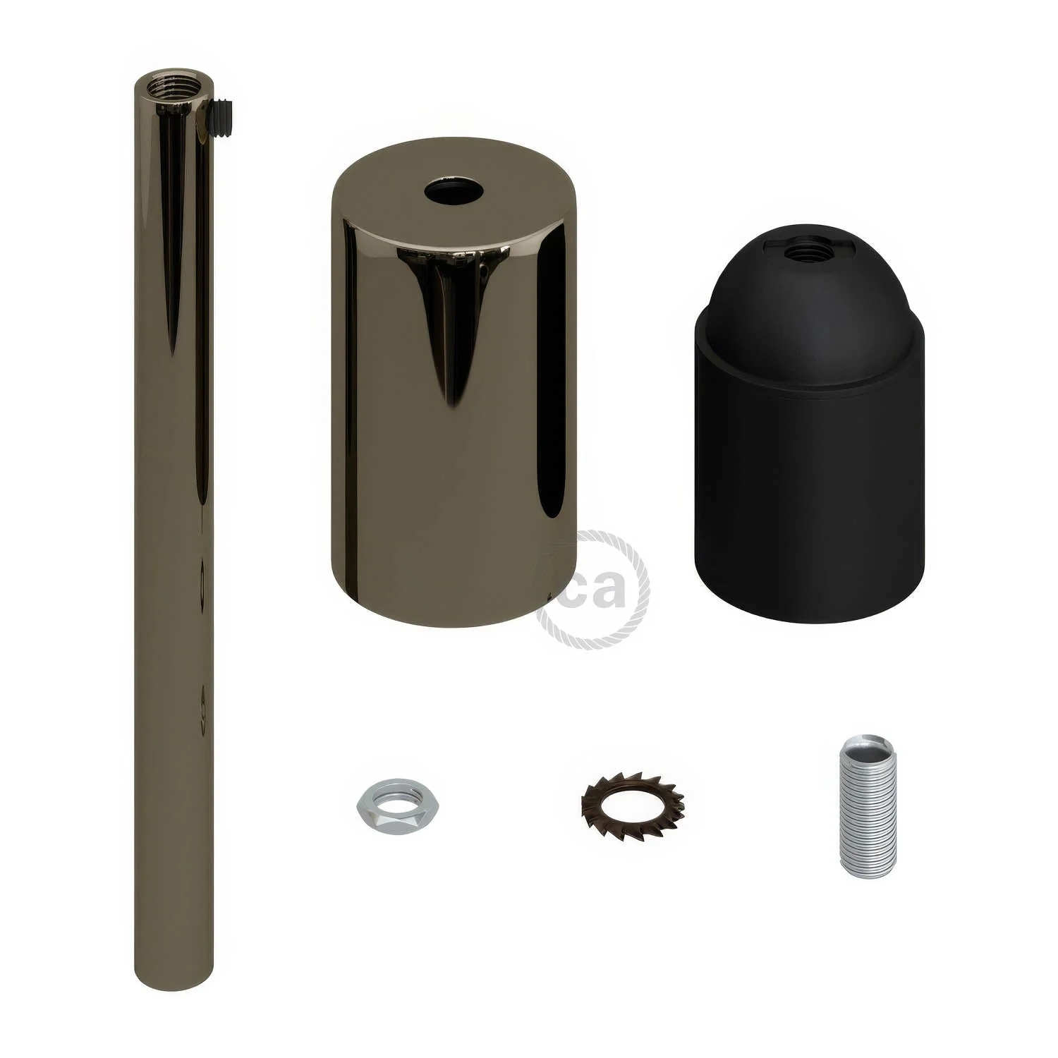 Zylindrisches Metall-UL-E26-Lampenfassungsset mit 15 cm Zugentlastung – Black Pearl - Image 2