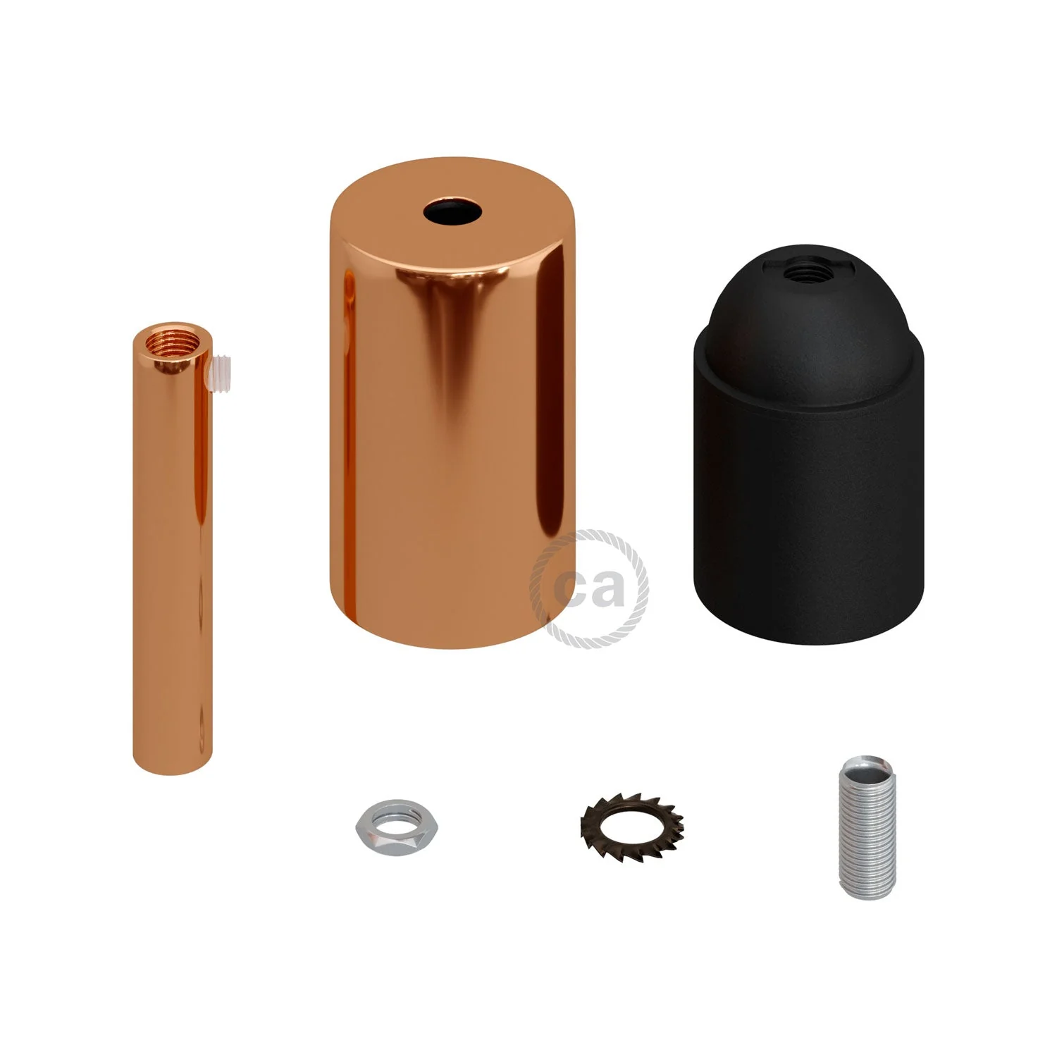 Zylindrisches Metall-Lampenfassung-Kit UL E26 mit 7-cm-Kabelverschraubung – Kupfer - Image 2