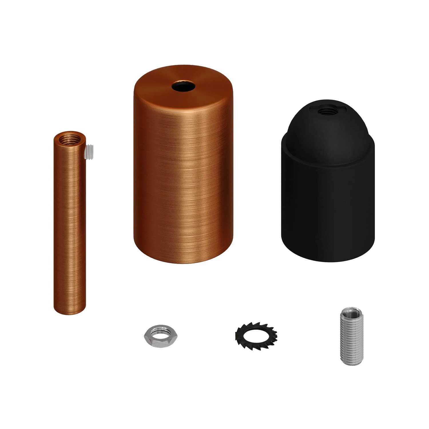 Zylindrisches Metall-UL-E26-Lampenfassungsset mit 7 cm Kabelklemme – gebürstetes Kupfer - Image 2
