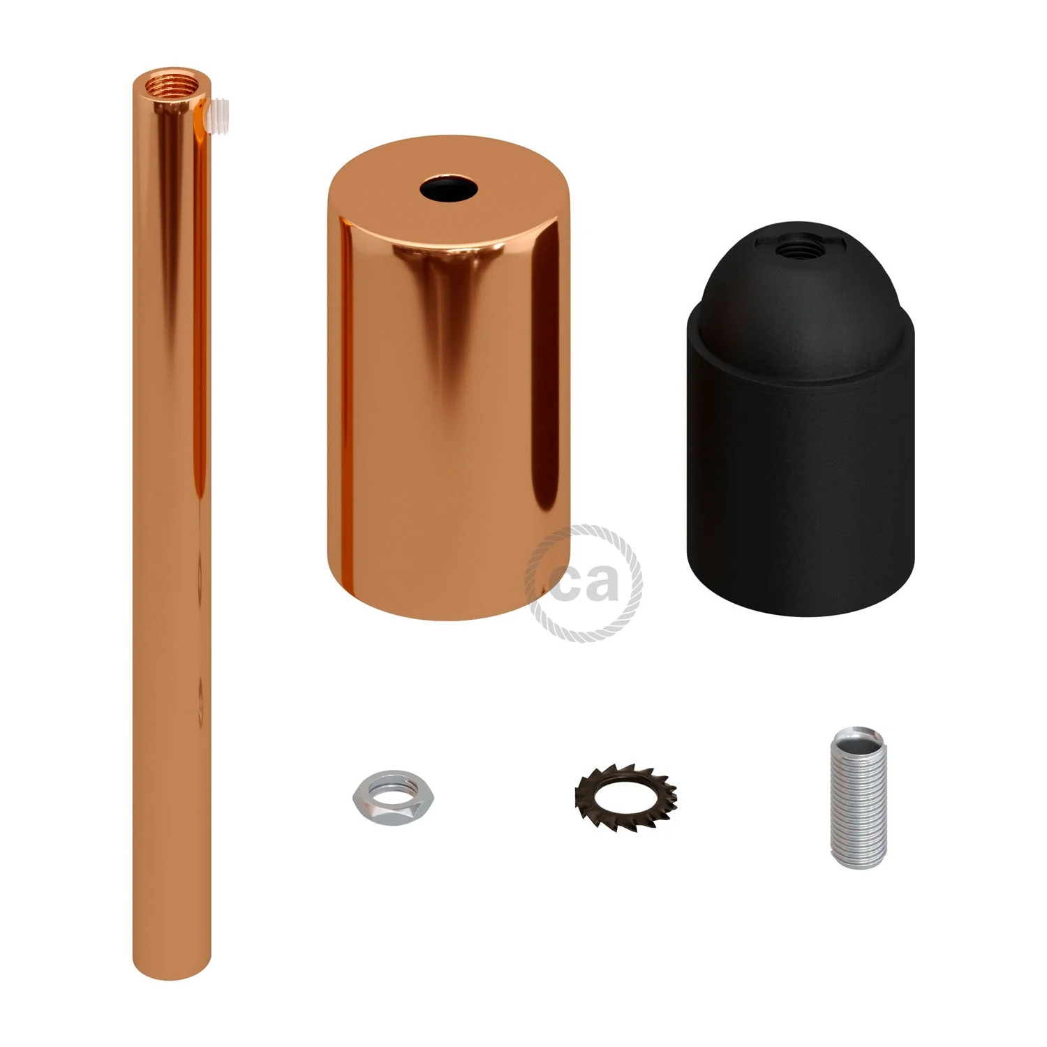Zylindrisches Metall-UL-E26-Lampenfassungs-Set mit 15 cm Zugentlastung – Kupfer - Image 2