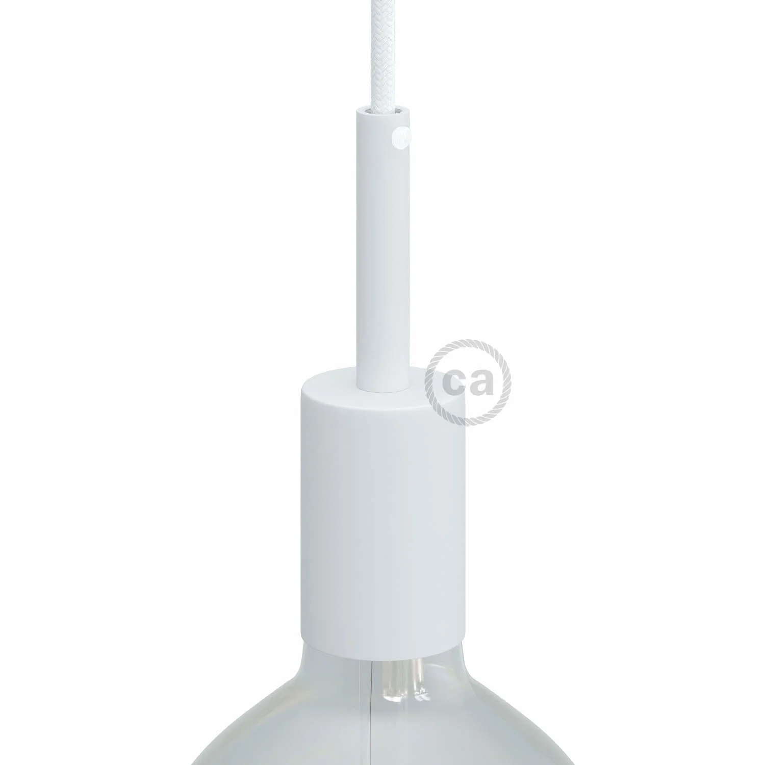 Zylindrische Metallfassung UL E26 mit 7 cm Kabelzugentlastung – Mattweiß
