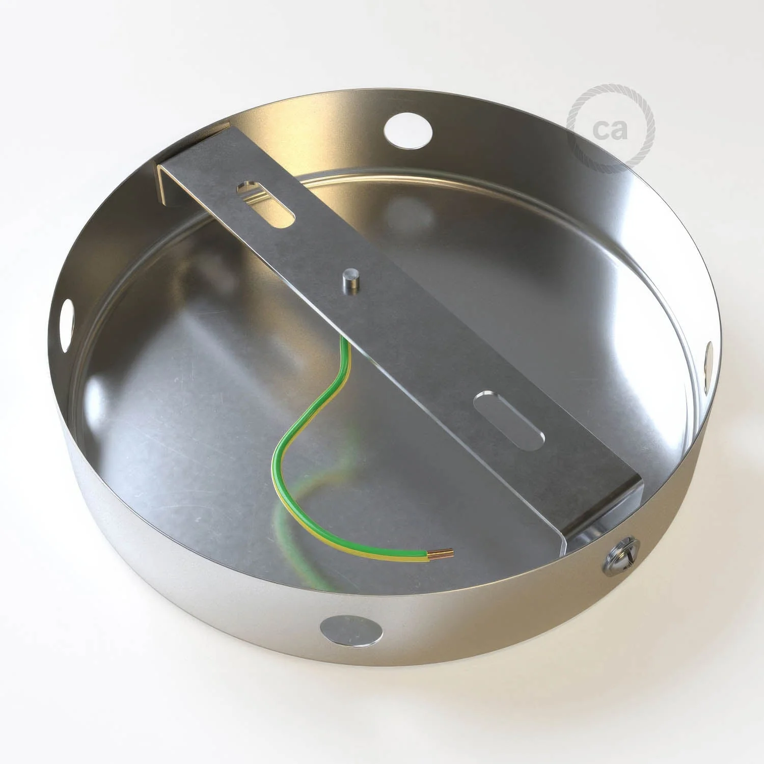 Zylinderförmiges Baldachin-Set aus Metall mit 4 seitlichen Löchern (Verteilerdose) – Satin Titan - Image 4